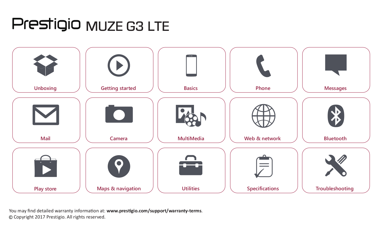 Prestigio MultiPhone Muze G3 LTE Owner's Guide