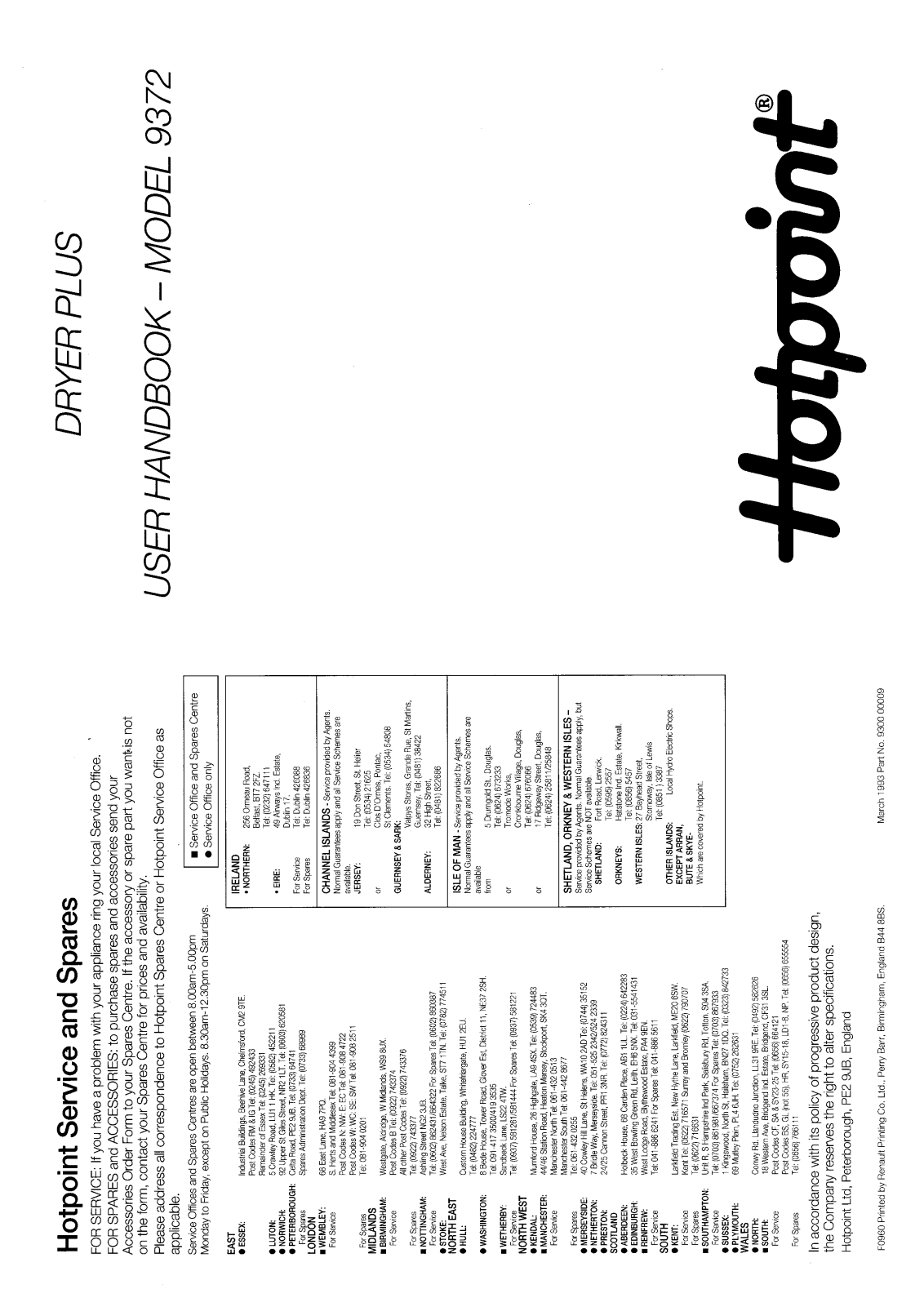 Hotpoint-Ariston HB9372 User Manual