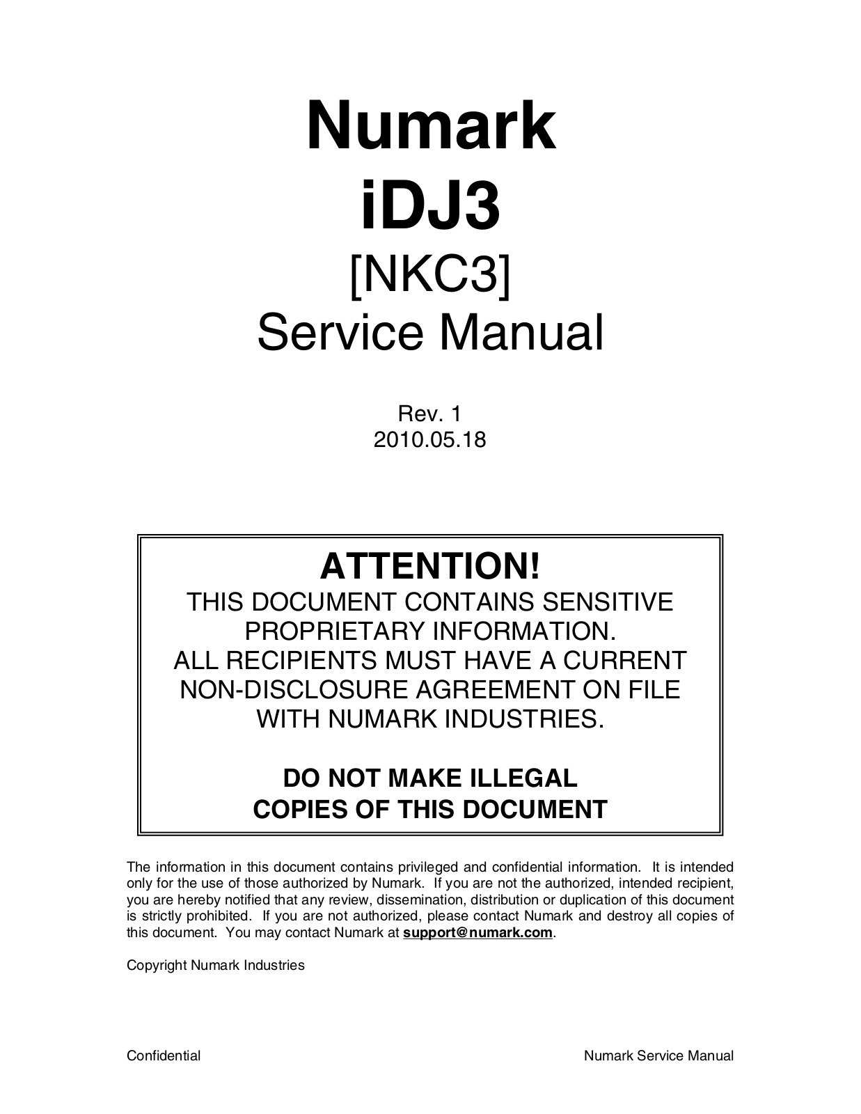 Numark iDJ3 Service Manual