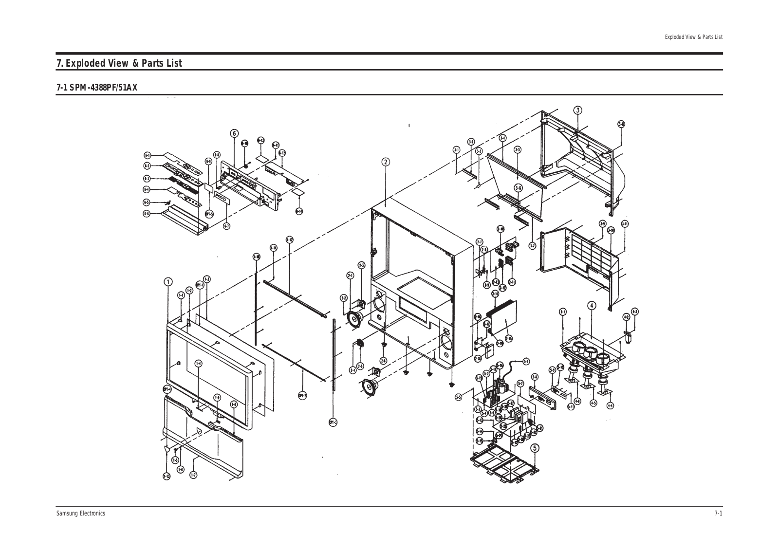 Samsung SP4388PTRX, SPM5288PTR, SPM4388PTR Expoioded View and Parts List