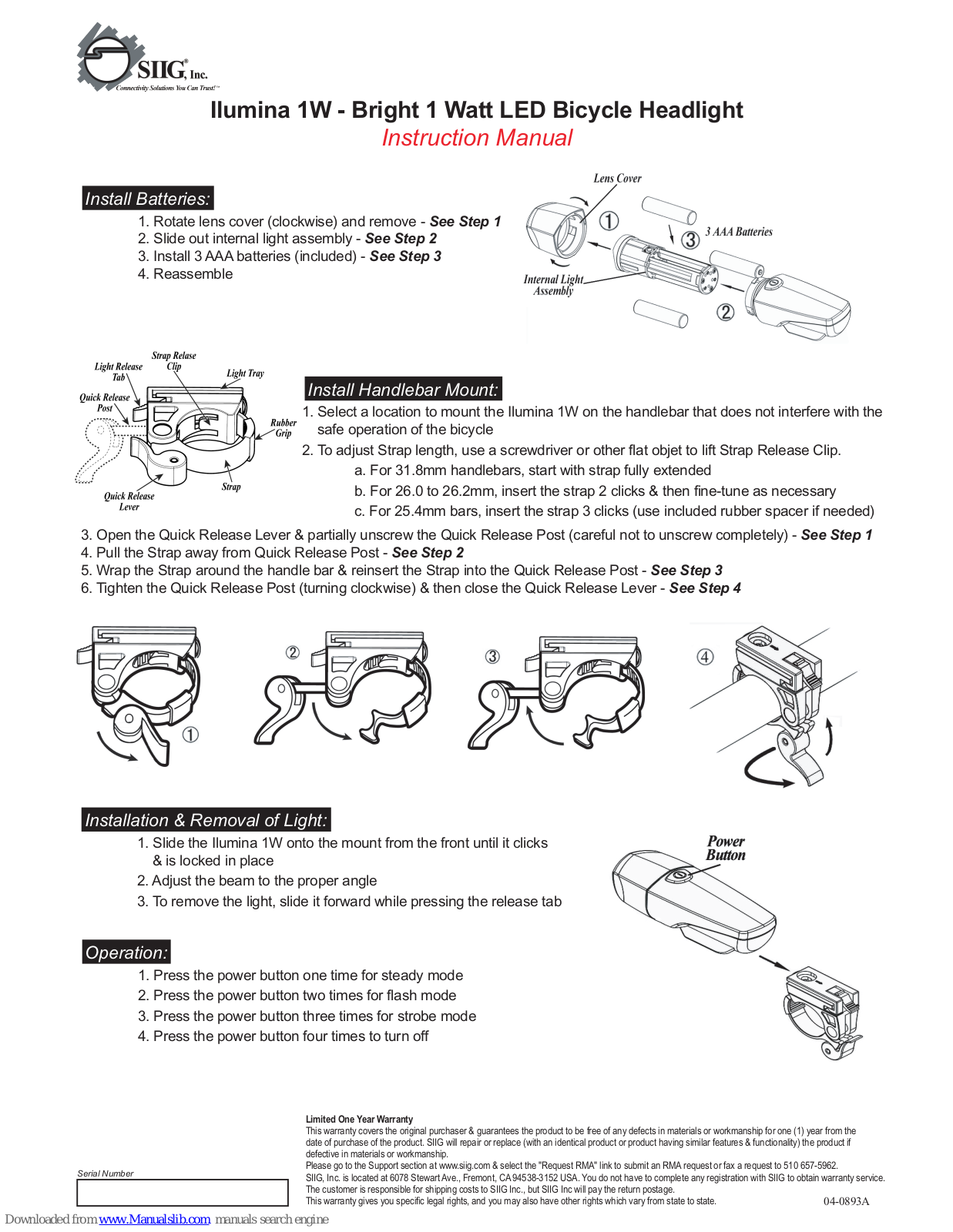 SIIG Ilumina 1W Instruction Manual