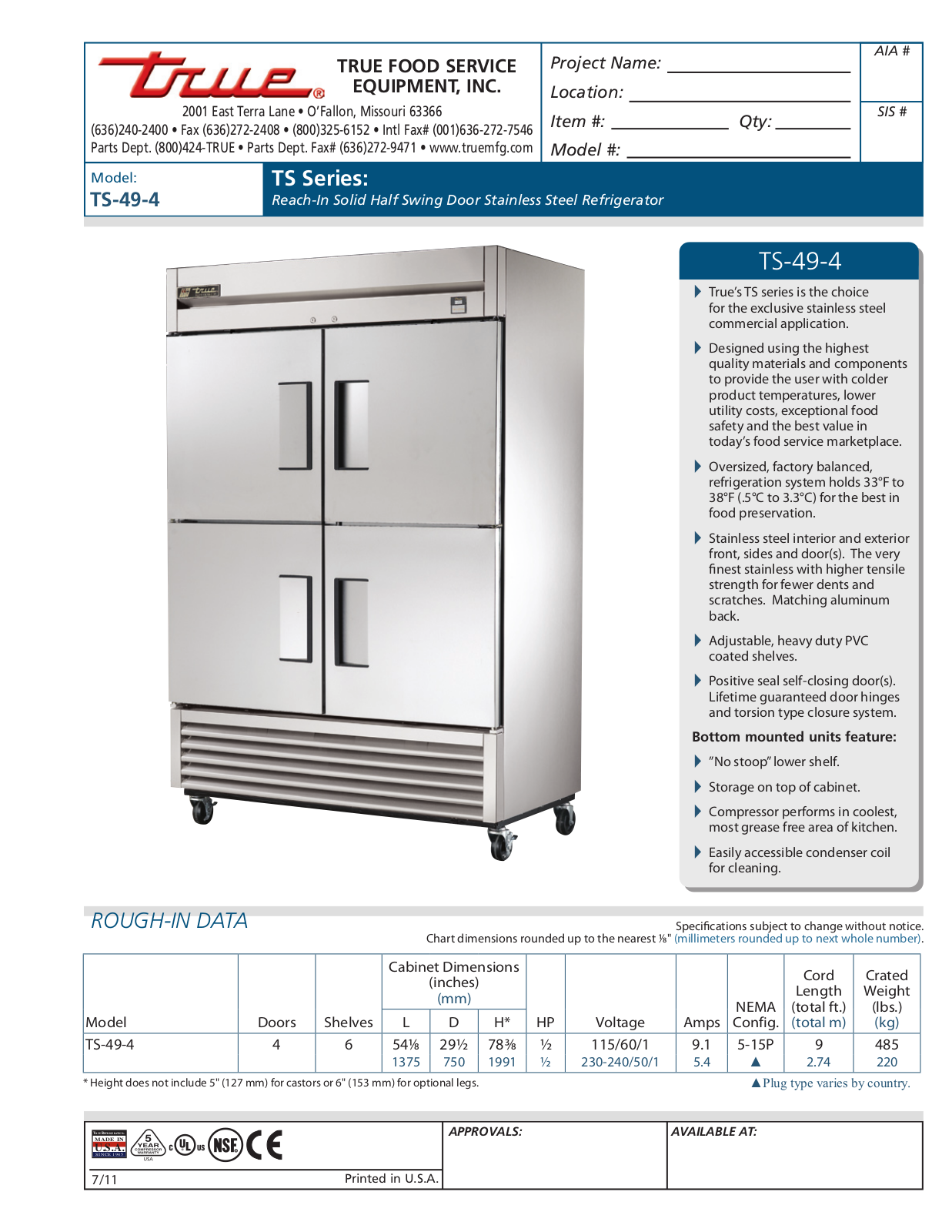 True TS-49-4 User Manual