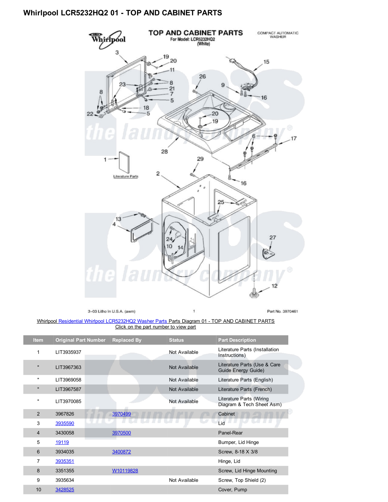 Whirlpool LCR5232HQ2 Parts Diagram