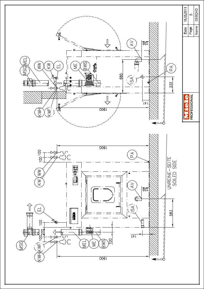 Miele PW 6243 EL Installation plan