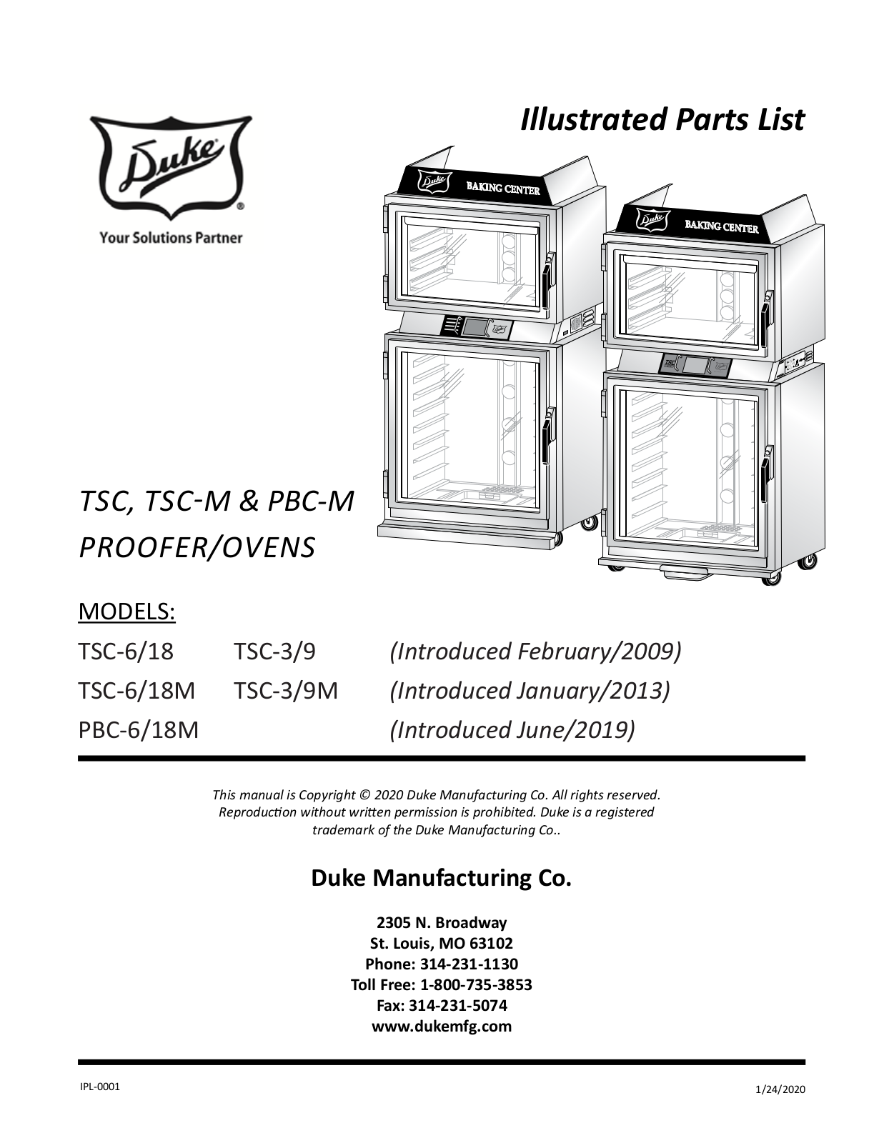 Duke PBC-6-18M Parts List