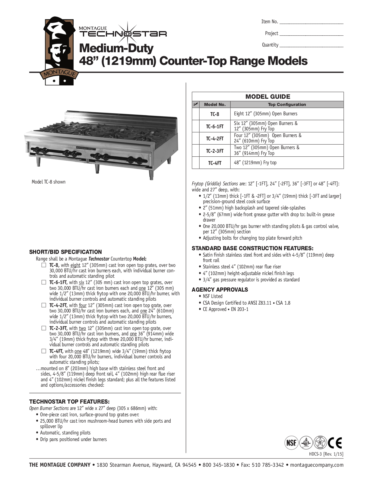 Montague TC-2-3FT User Manual