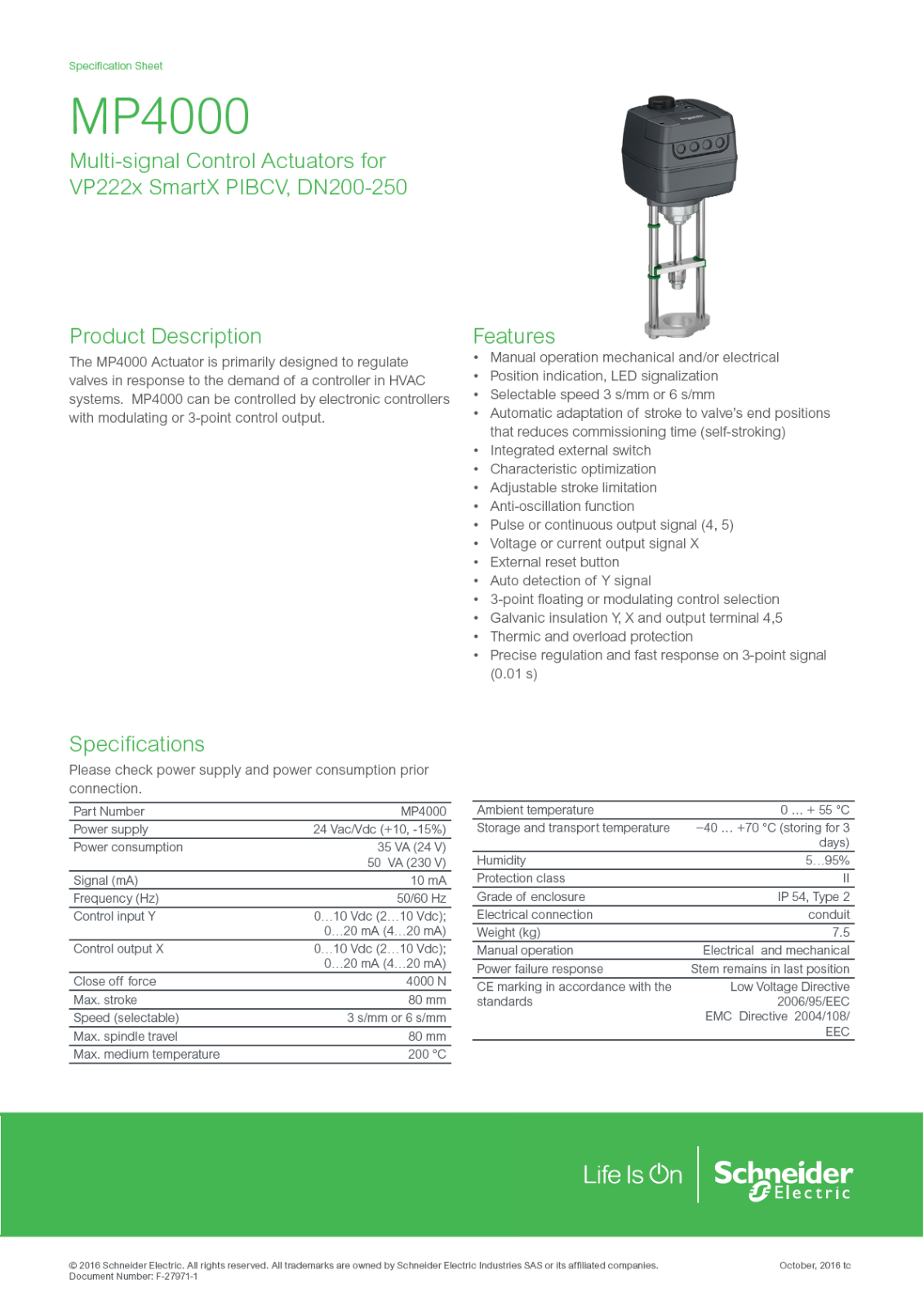 Schneider Electric MP4000 Specifications