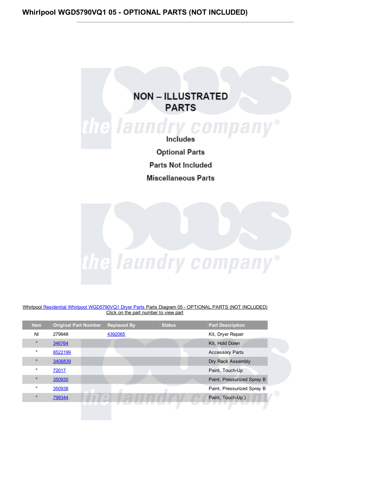 Whirlpool WGD5790VQ1 Parts Diagram