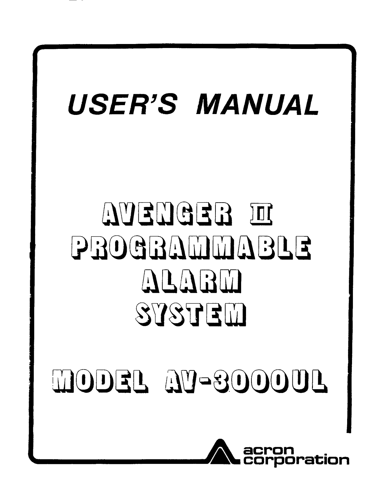 Acron AV-3000UL-AVENGER II User Manual