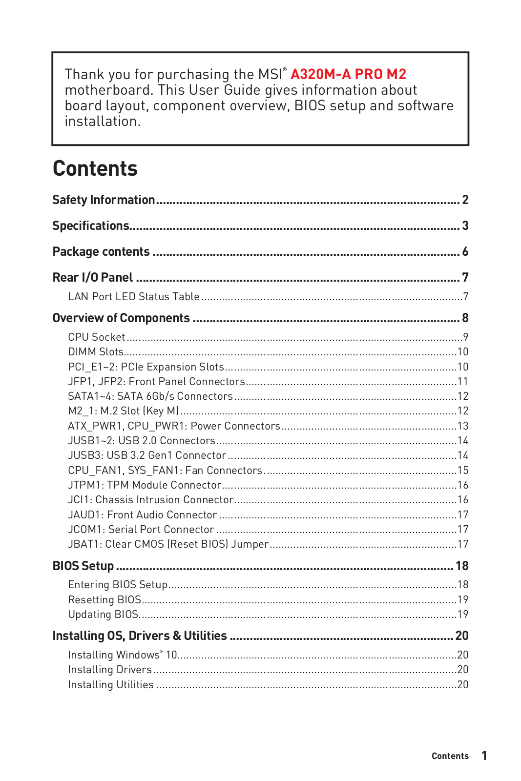 MSI A320M-A Pro-M2 User Manual