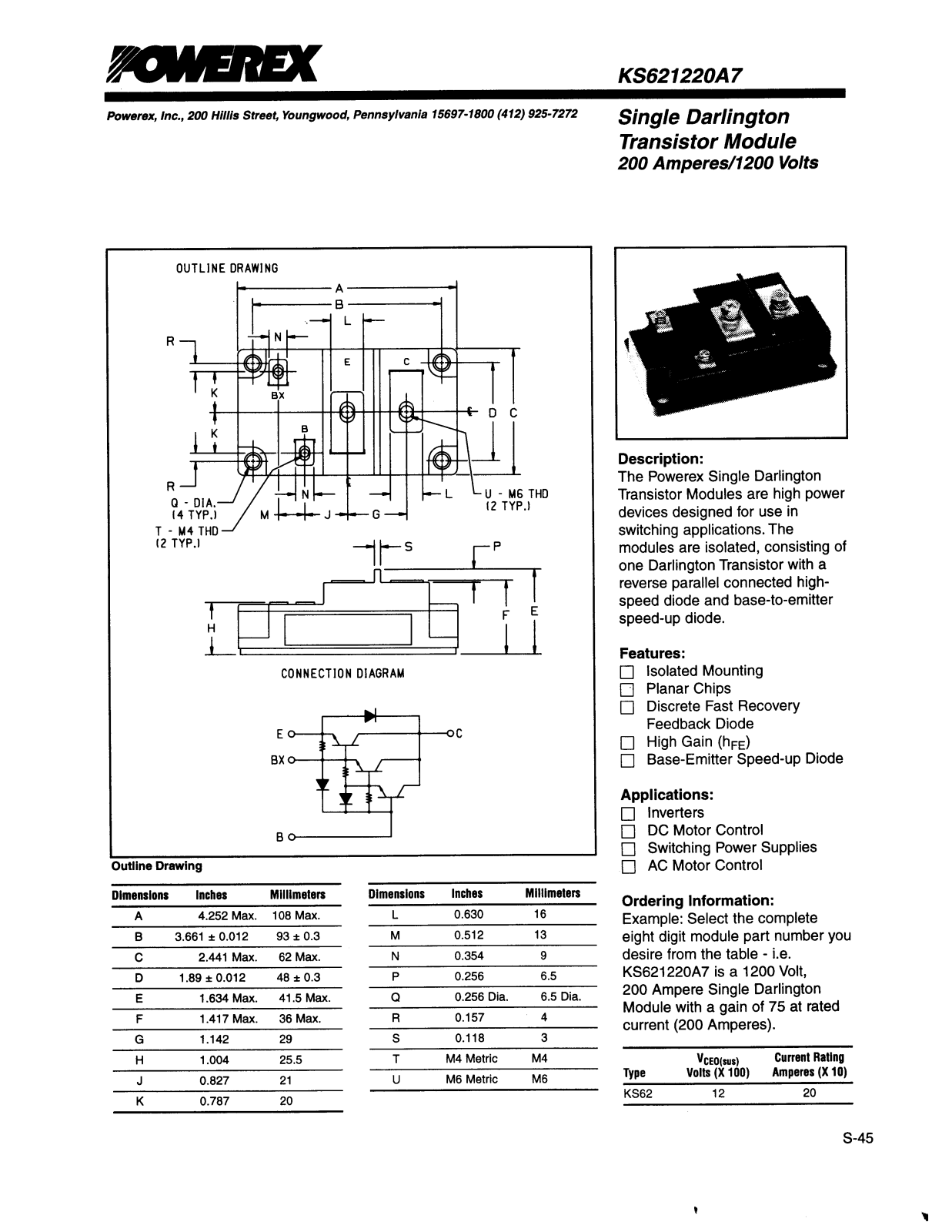 POWEREX KS621220A7 Datasheet