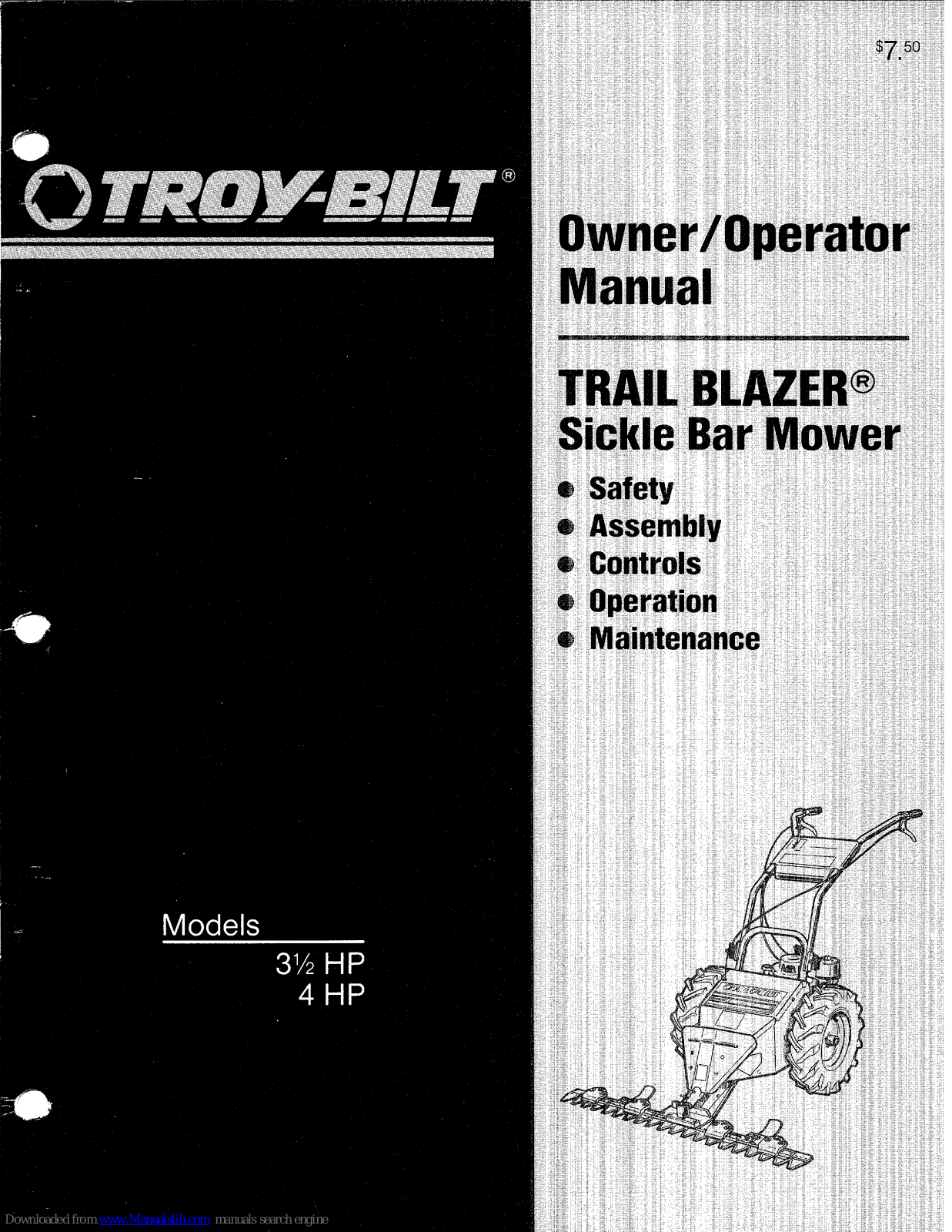 Troy-Bilt Trail Blazer 3 1/2 HP, Trail Blazer 4 HP Owner's/operator's Manual