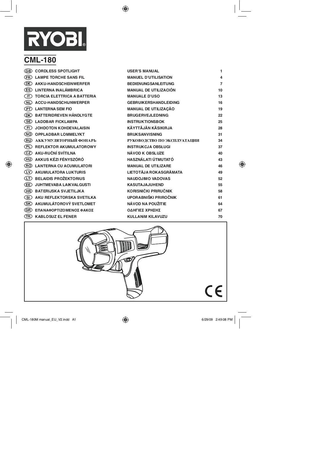 RYOBI CML-180 User Manual