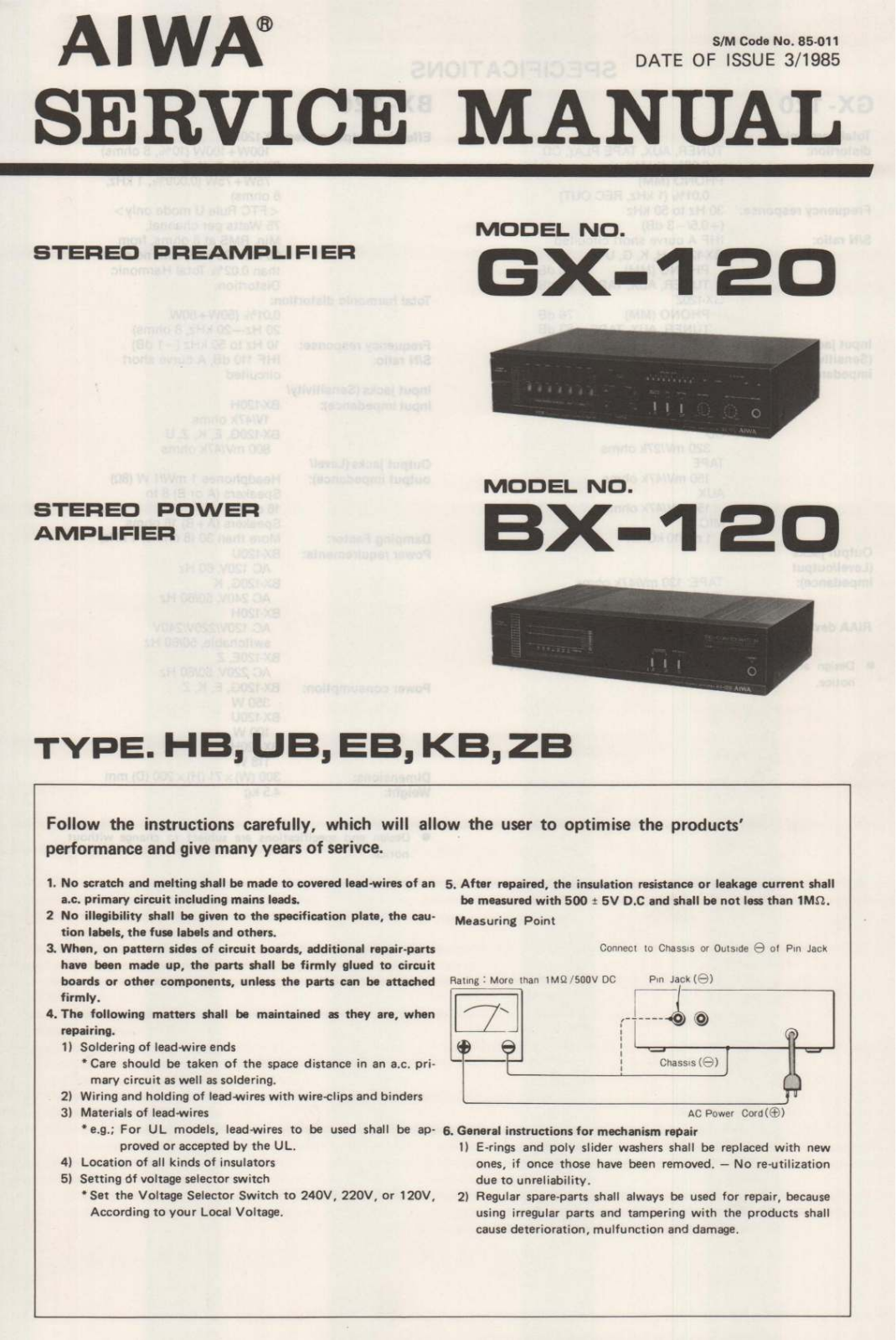 Aiwa BX120 Schematic