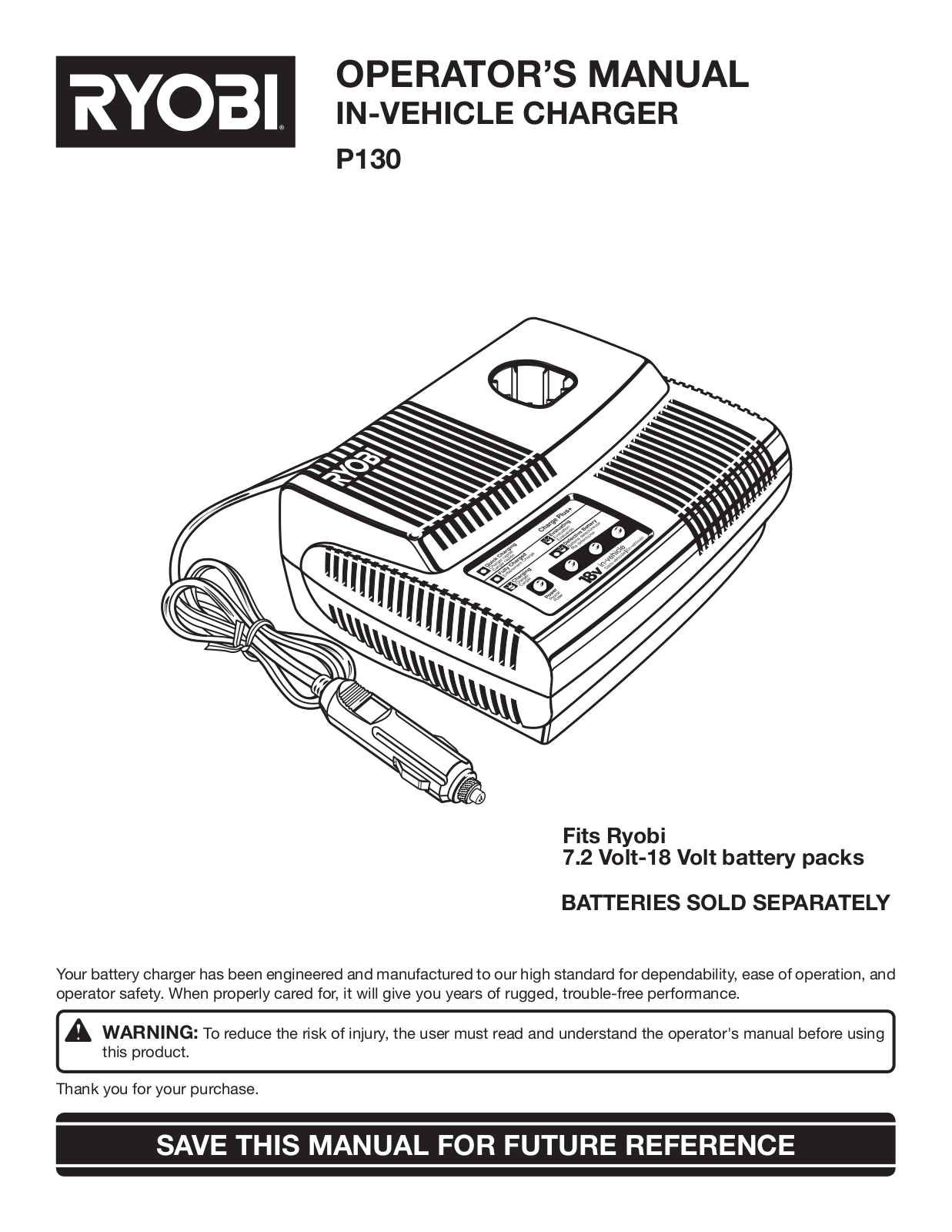 Ryobi P130 User Manual