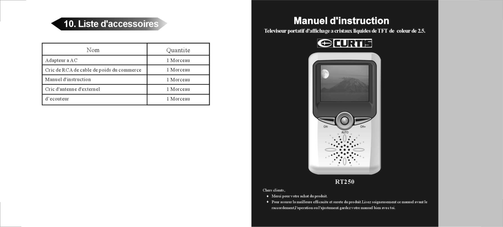 CURTIS RT250 User Manual