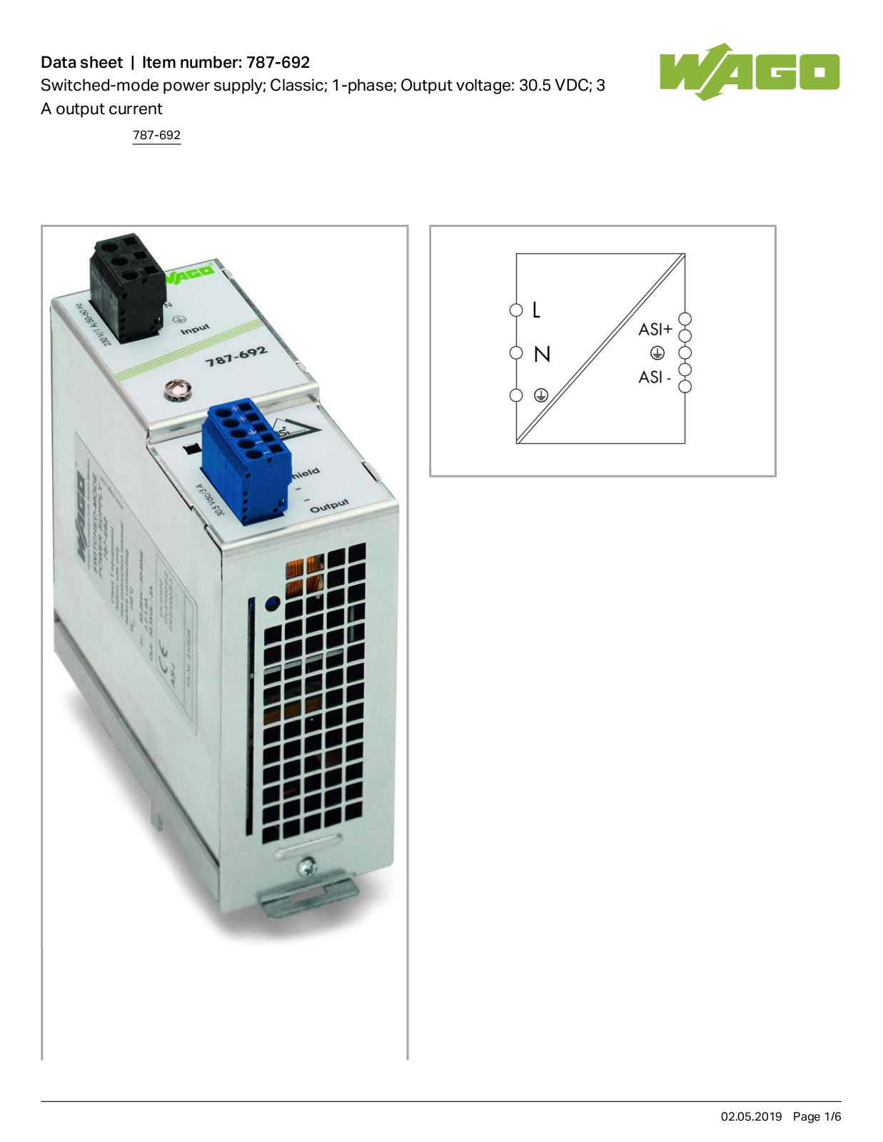 Wago 787-692 Data Sheet