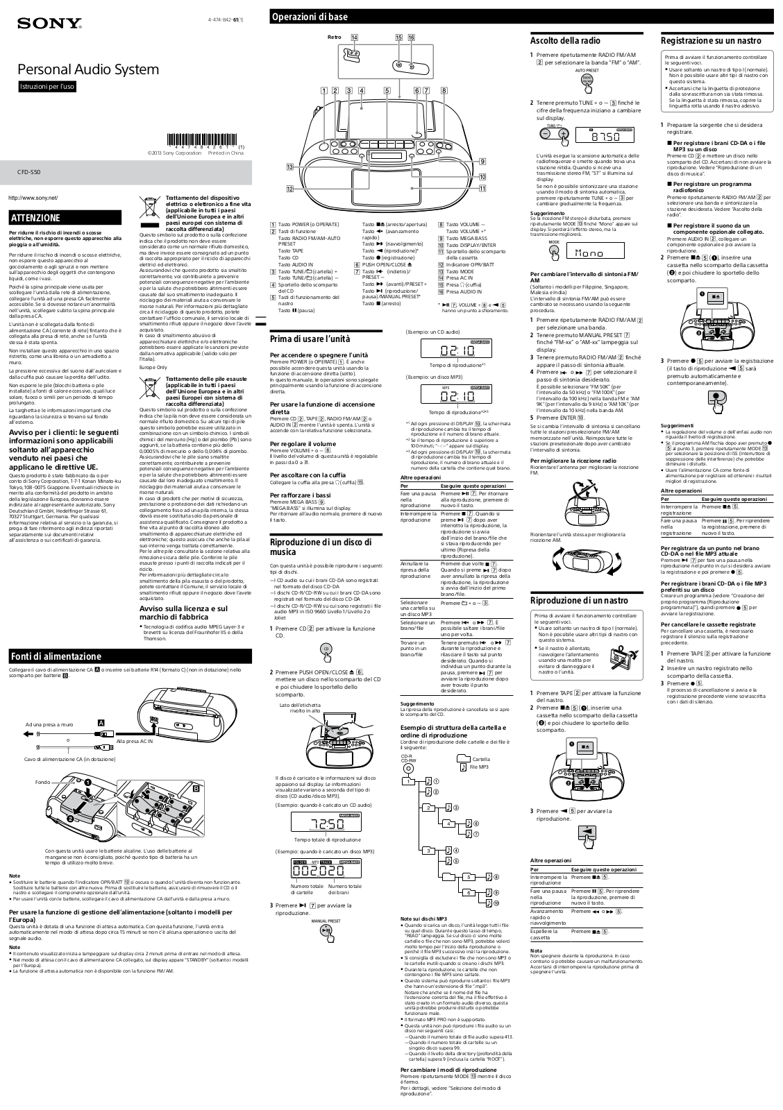 Sony CFD-S50 User guide