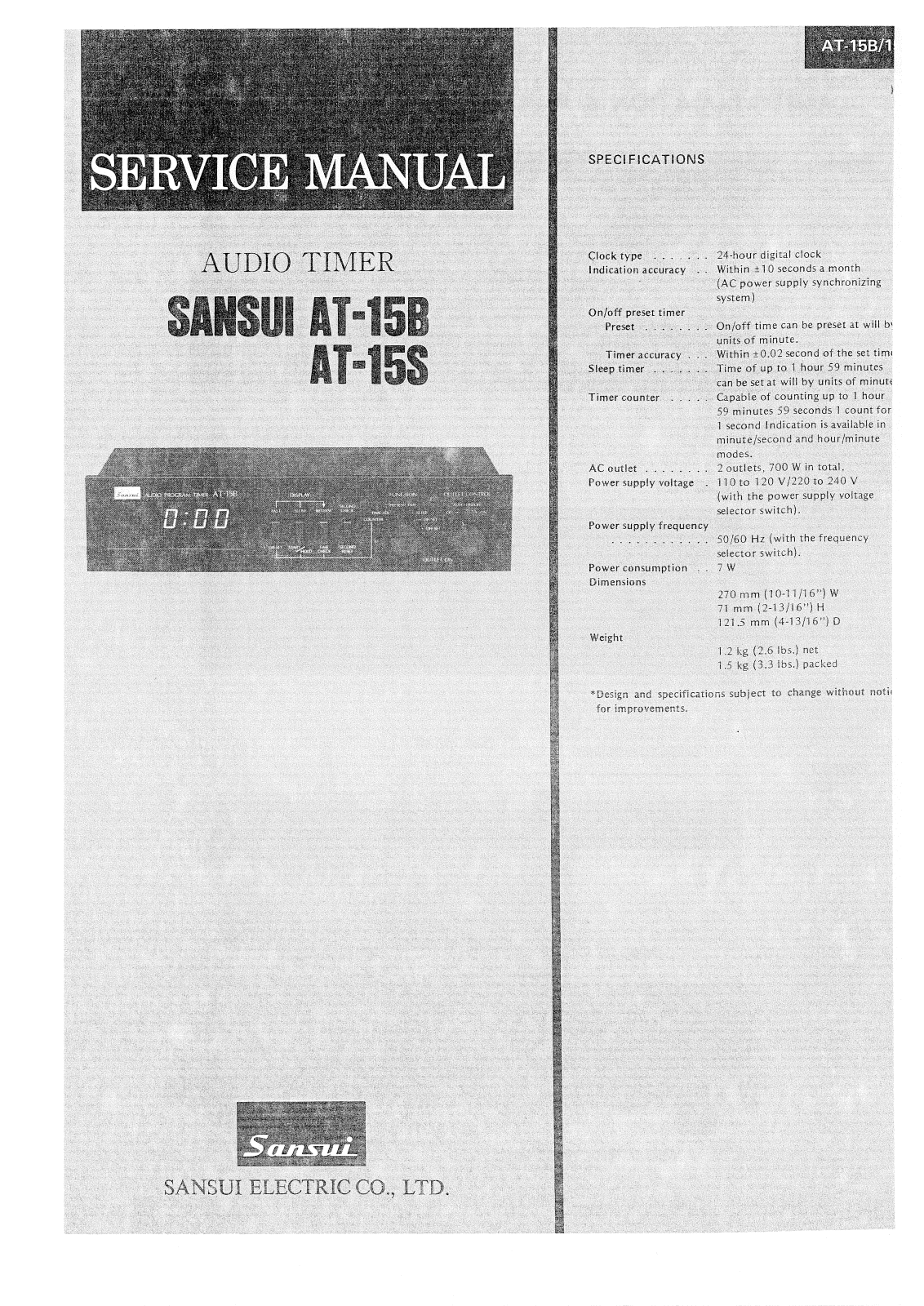 Sansui AT-15-B, AT-15-S Service Manual