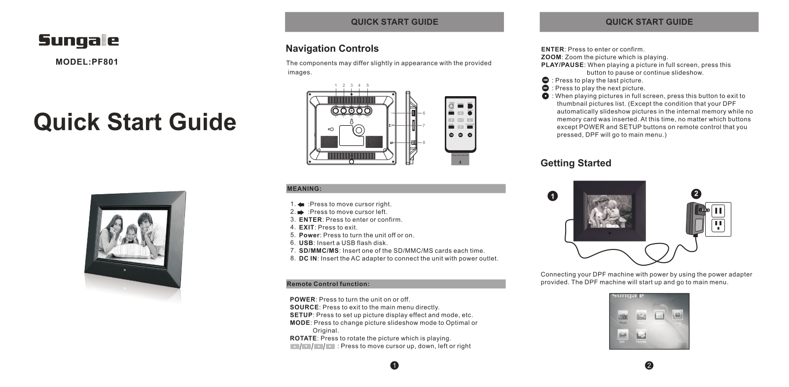 Sungale PF801 User Manual