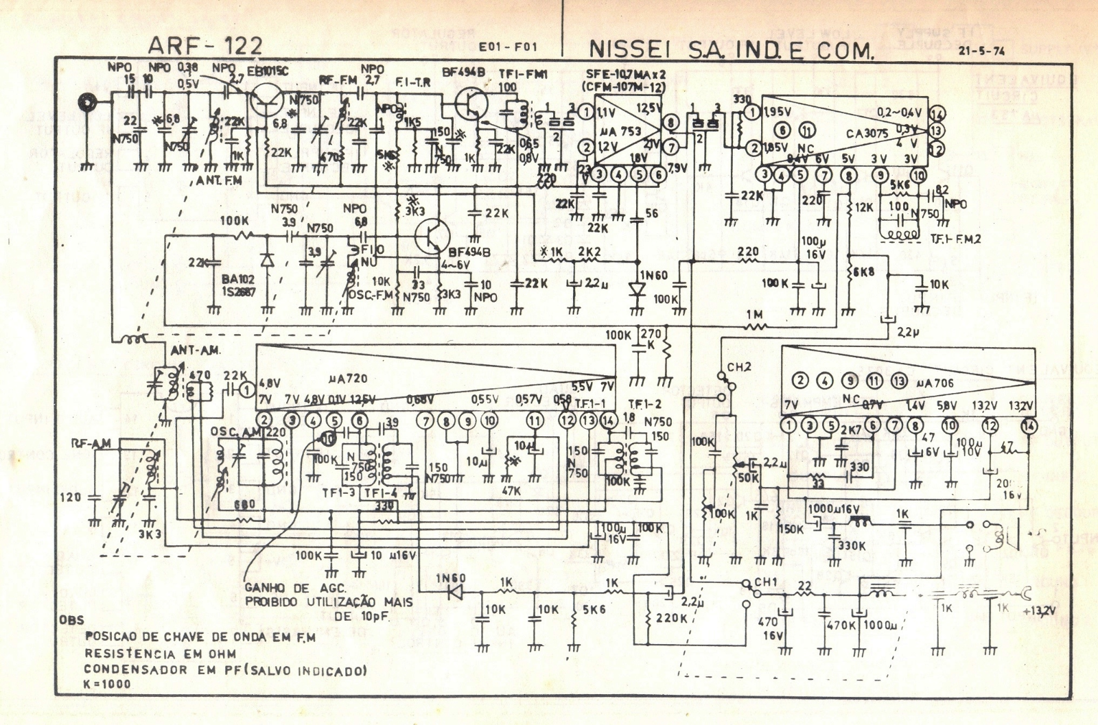 NISSEI ARF-122 Schematic