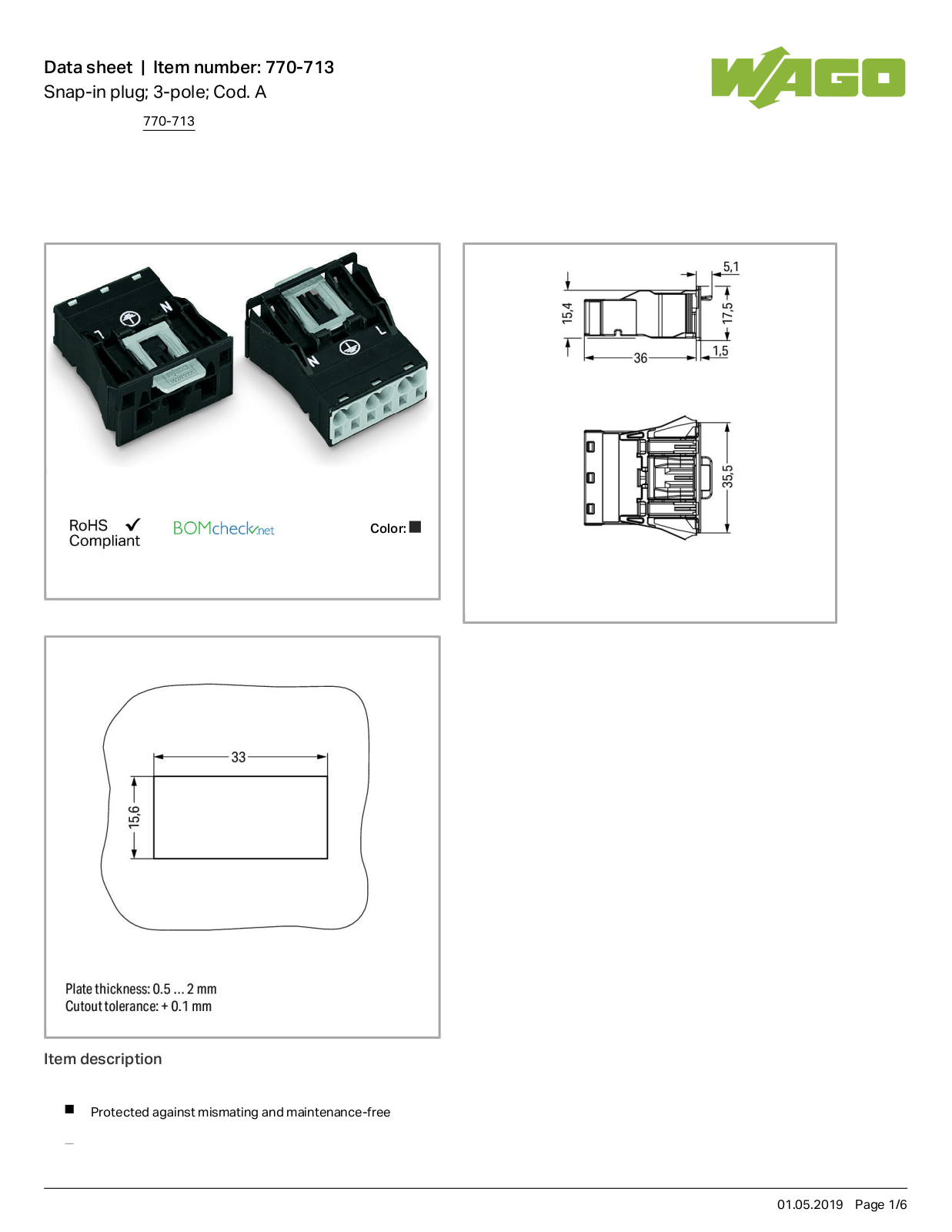 Wago 770-713 Data Sheet