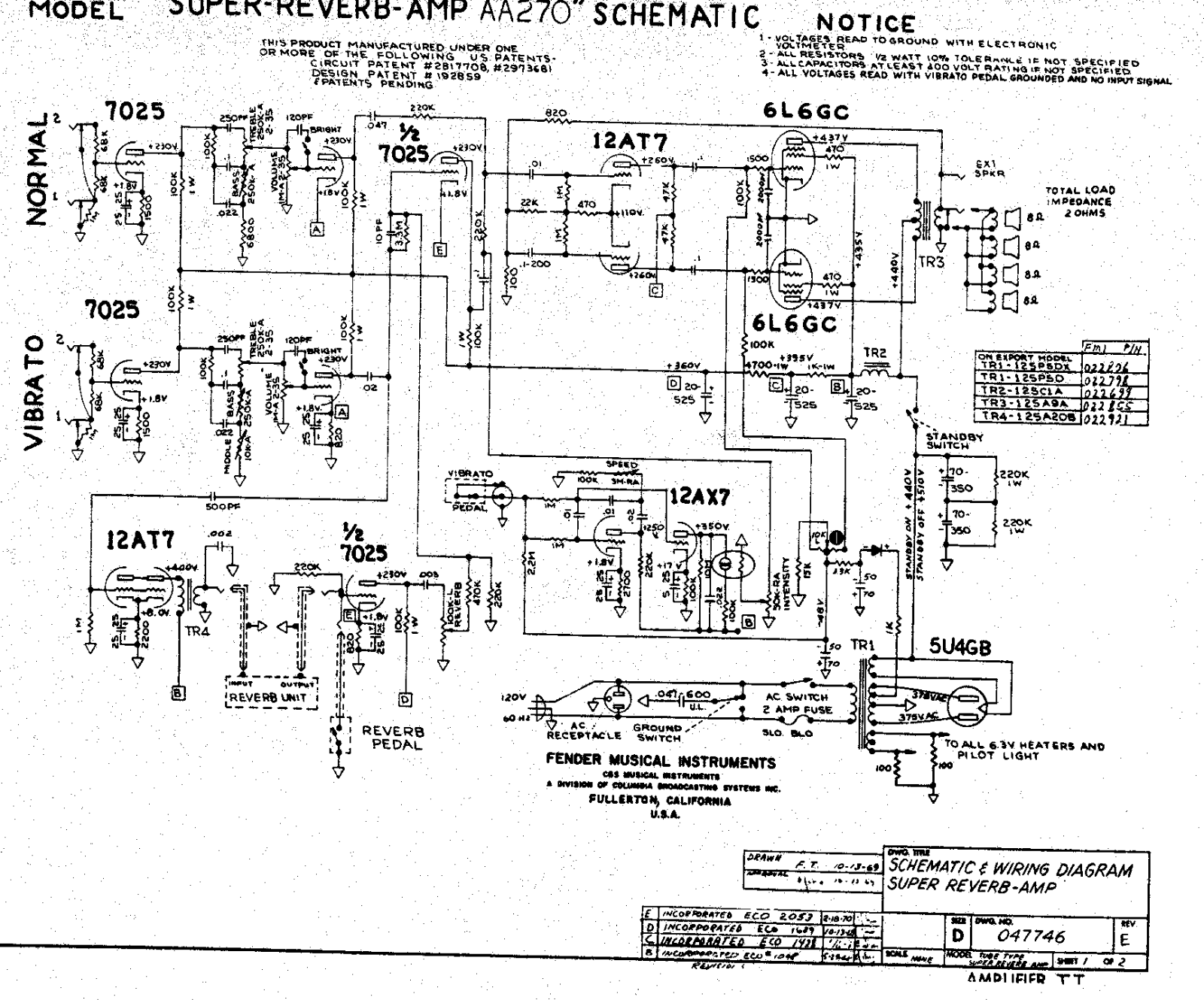 Fender Super-AA270 Schematic