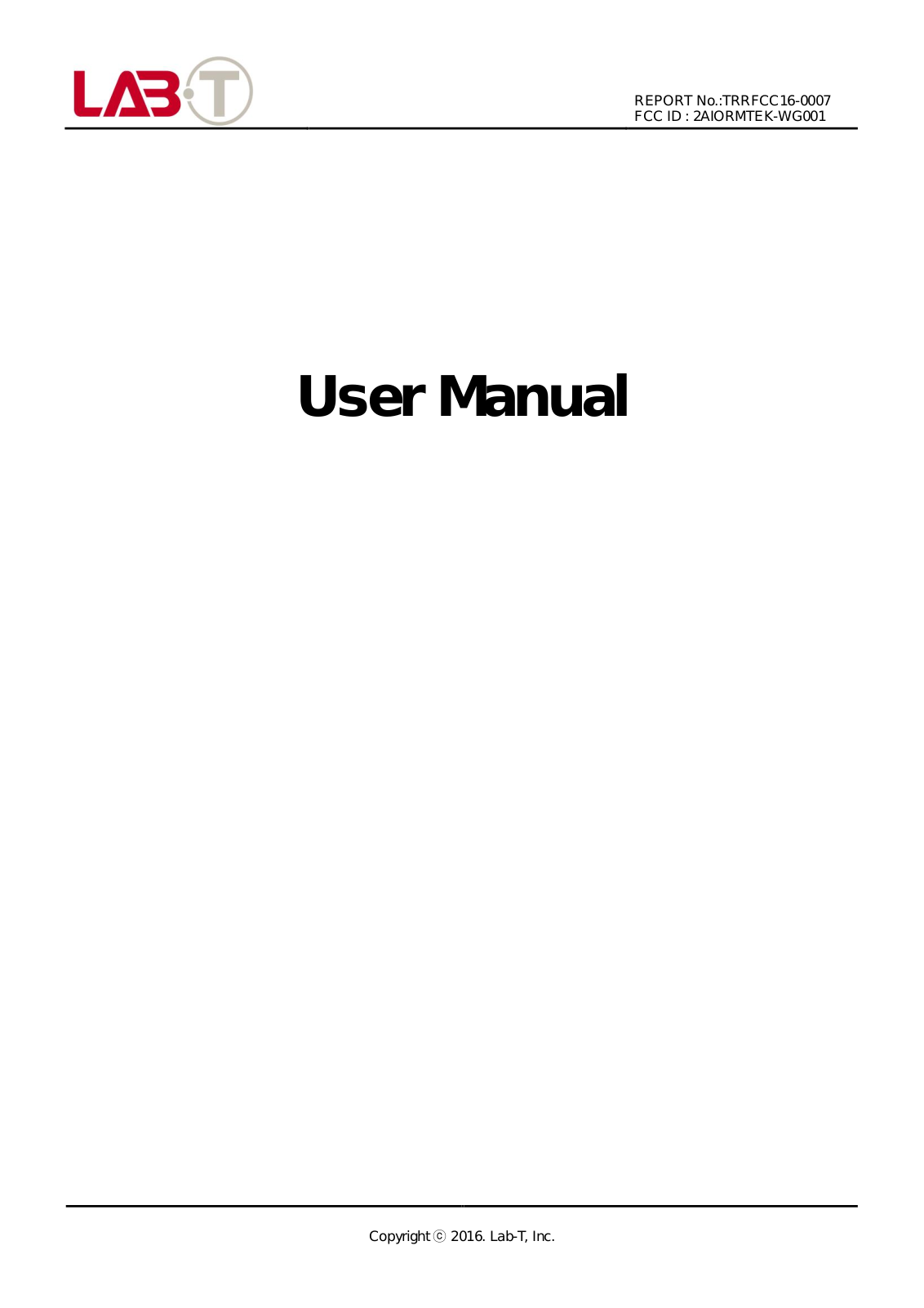 MTEK C and K MTEK WG001 User Manual