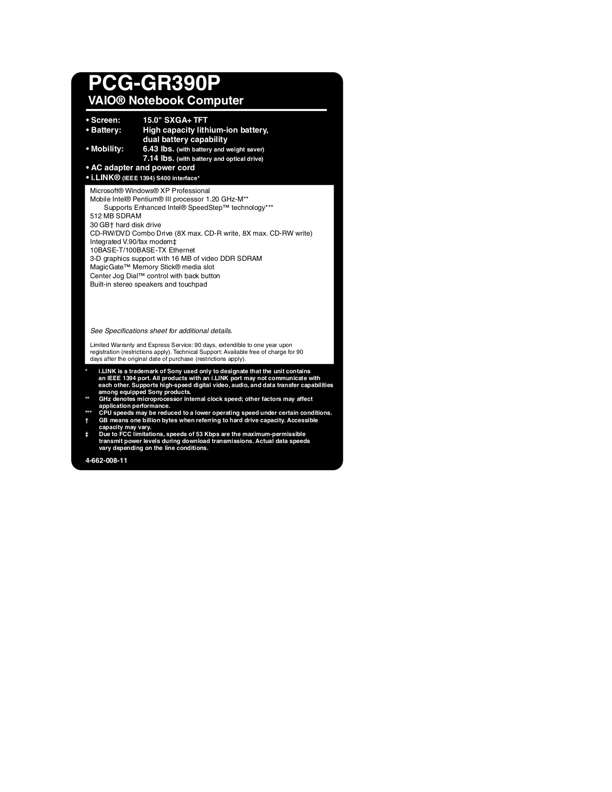 Sony PCG-GR390P User Manual