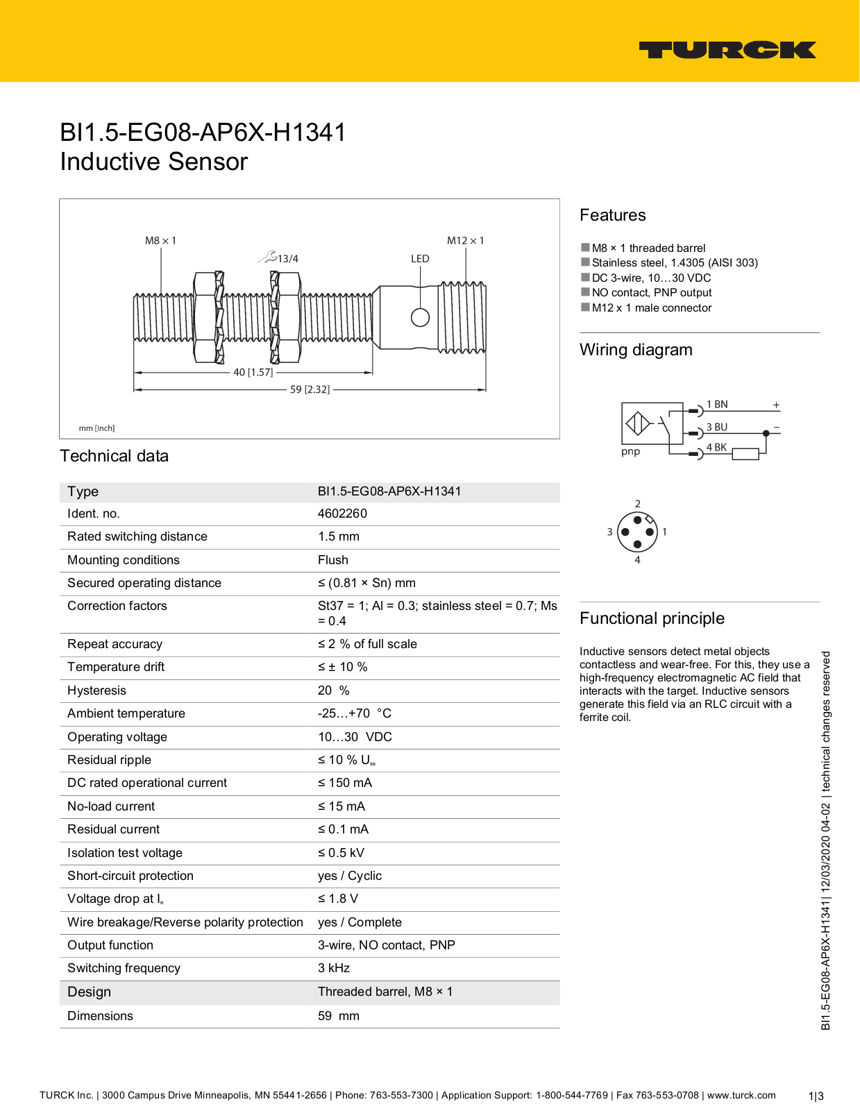 TURCK BI1.5-EG08-AP6X-H1341 DATASHEET