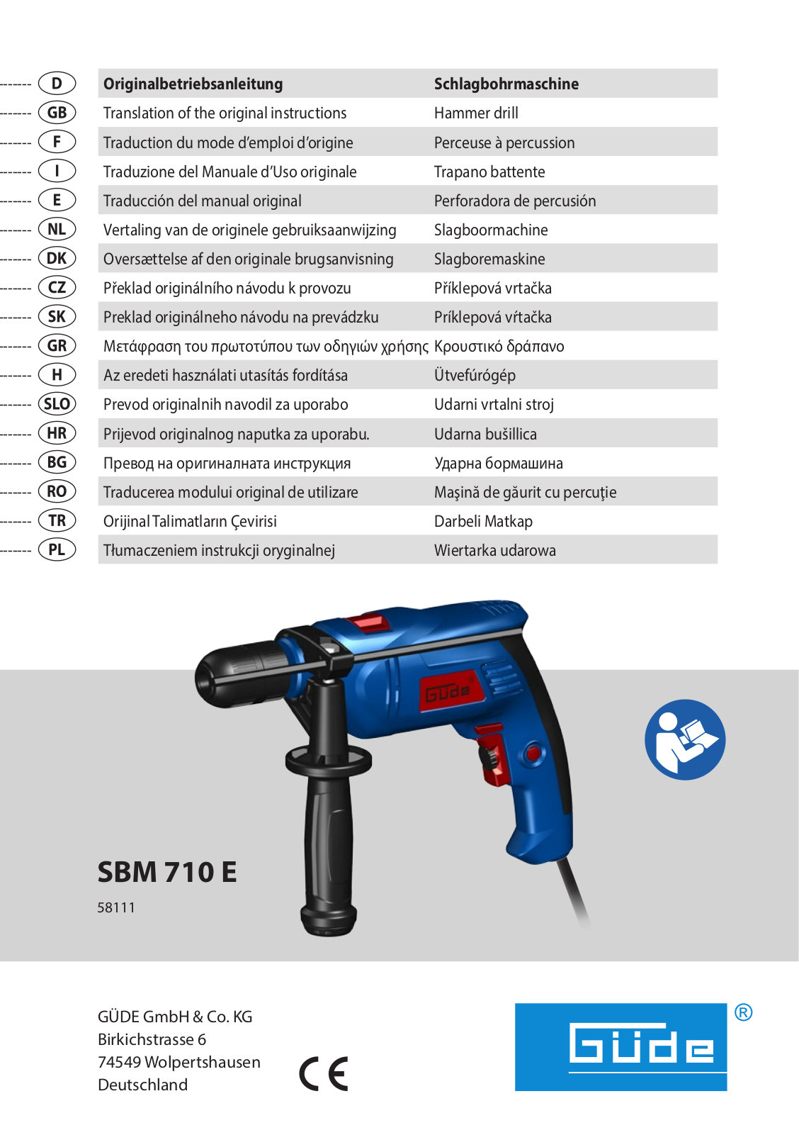 Güde SBM 710 E User Manual