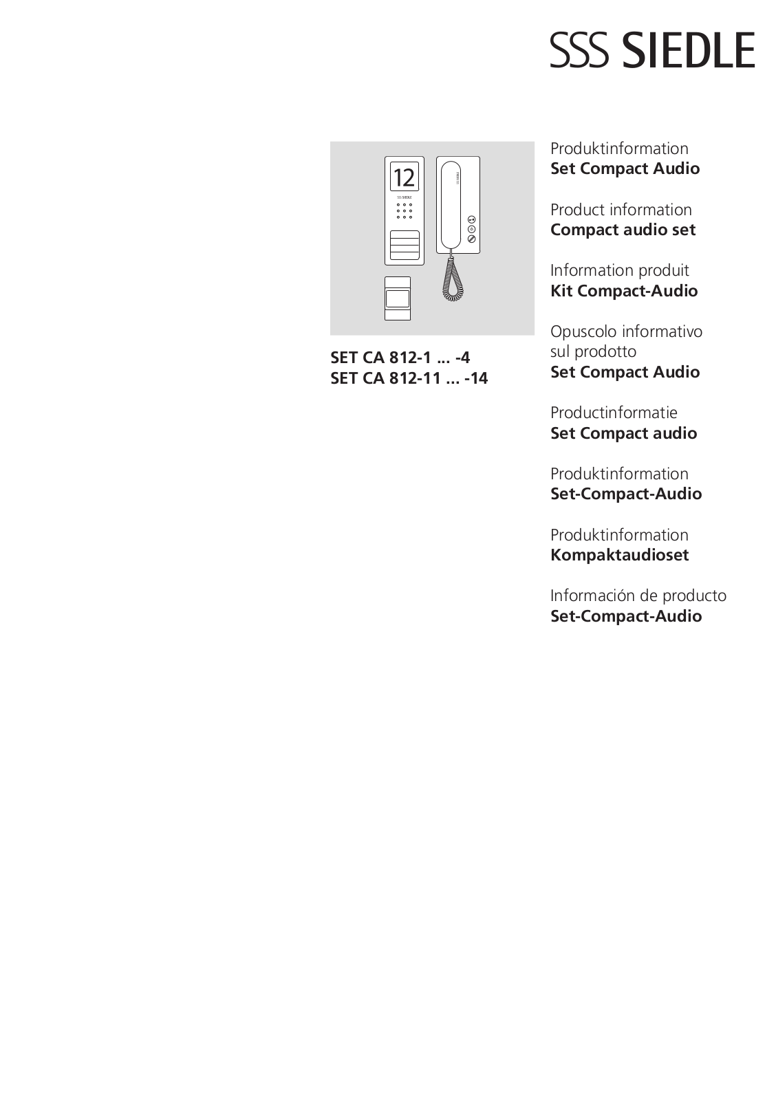 Siedle SET CA 812-1-4, SET CA 812-11 -14 User Guide