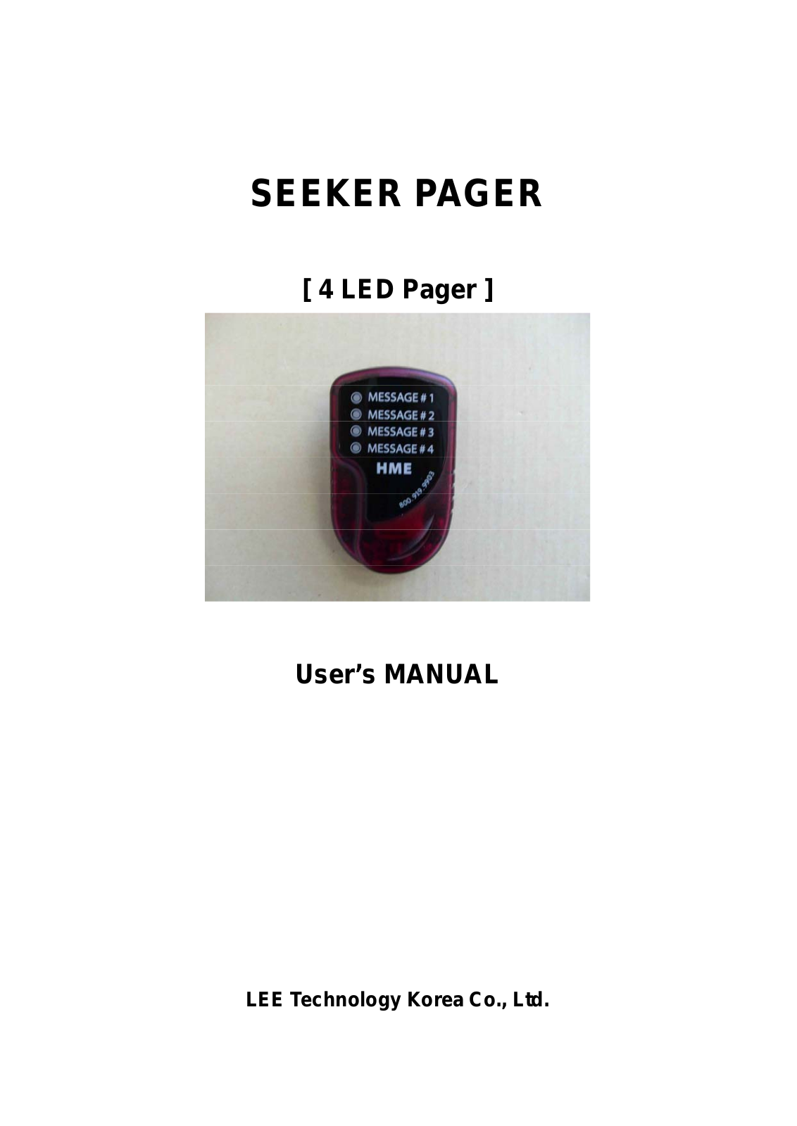 Lee Technology Korea LT2009 Users Manual