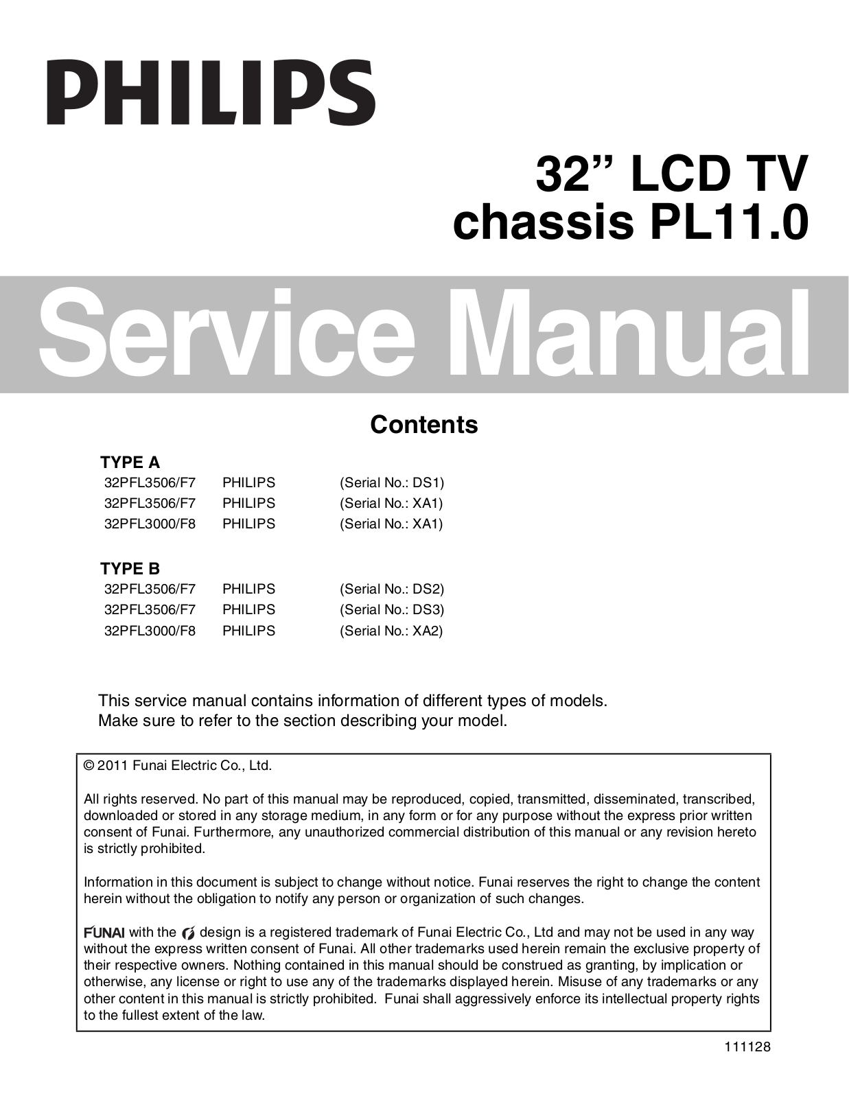 Philips 19MF301B/F7, 32PFL3000/F8 Schematic