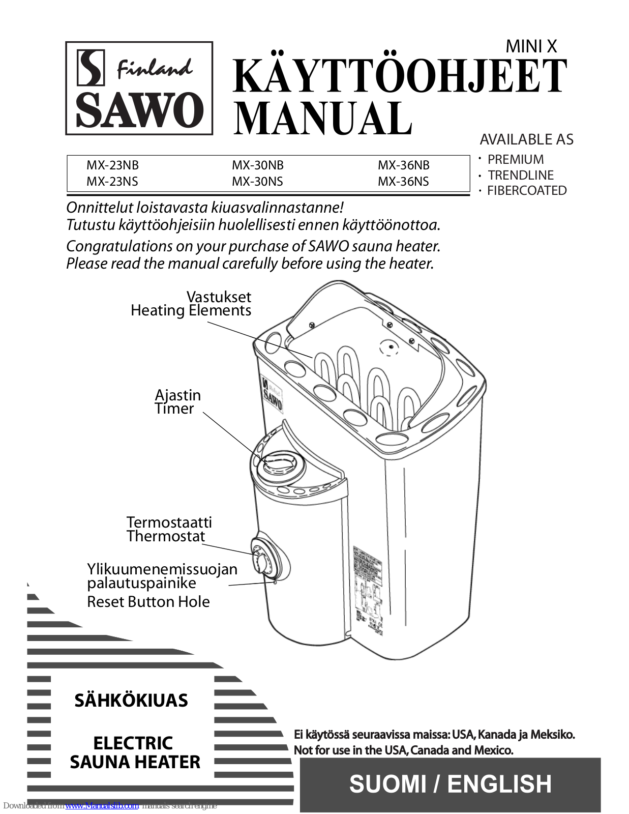 Sawo MX-23NB, MX-23NS, MX-30NB, MX-30NS, MX-36NB User Manual - ManualMachine.com
