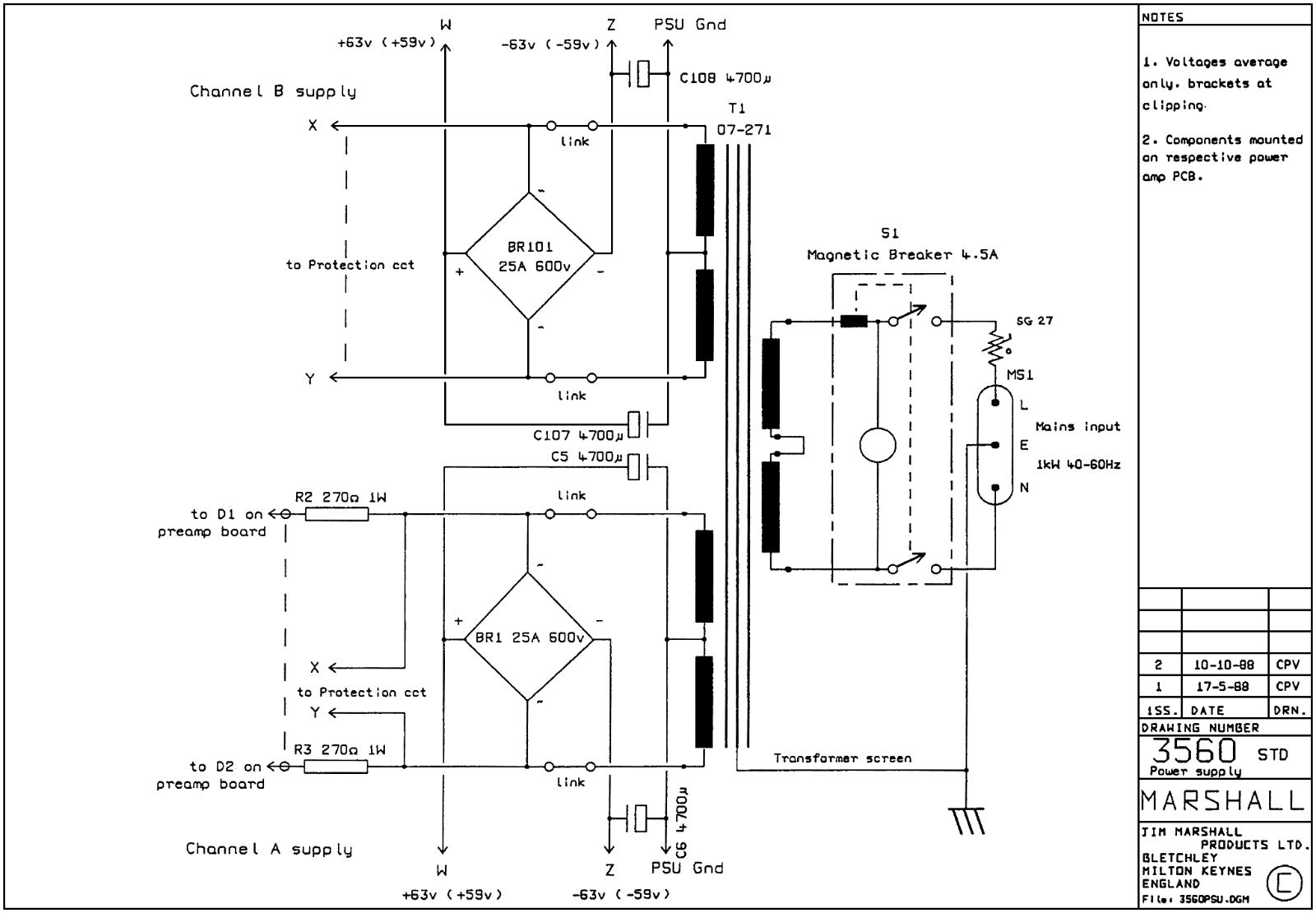 Marshall 3560-Psu Schematic