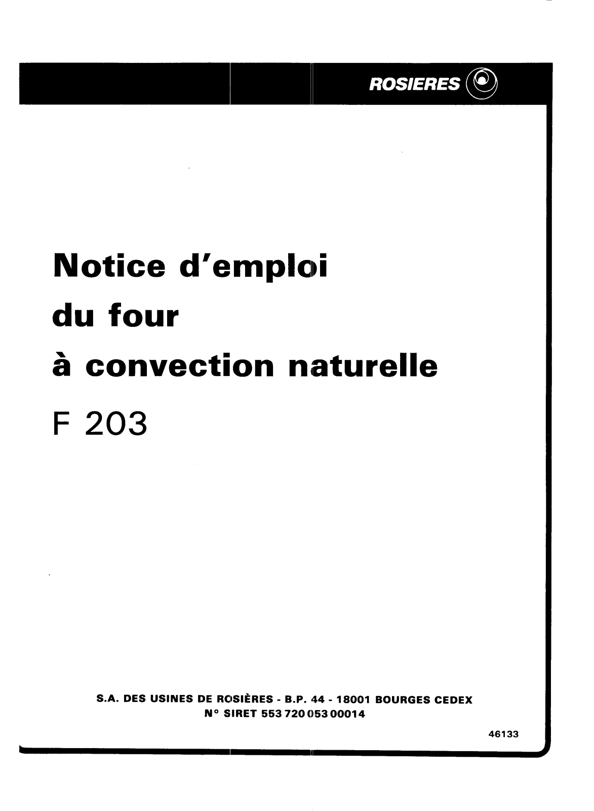 ROSIERES F 203 User Manual