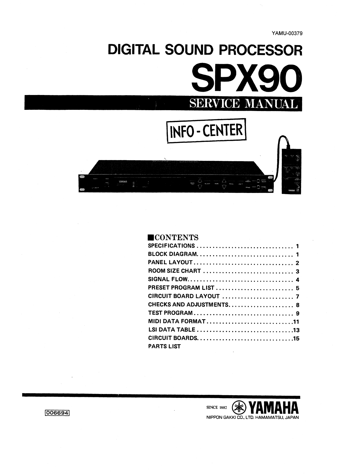 Yamaha SPX-90 Service manual