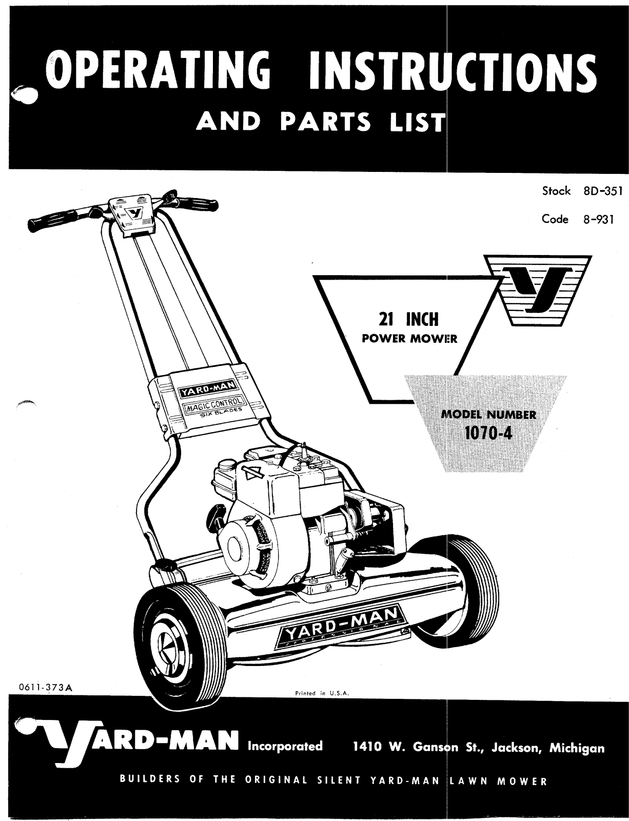 Yard-Man 1070-4 User Manual