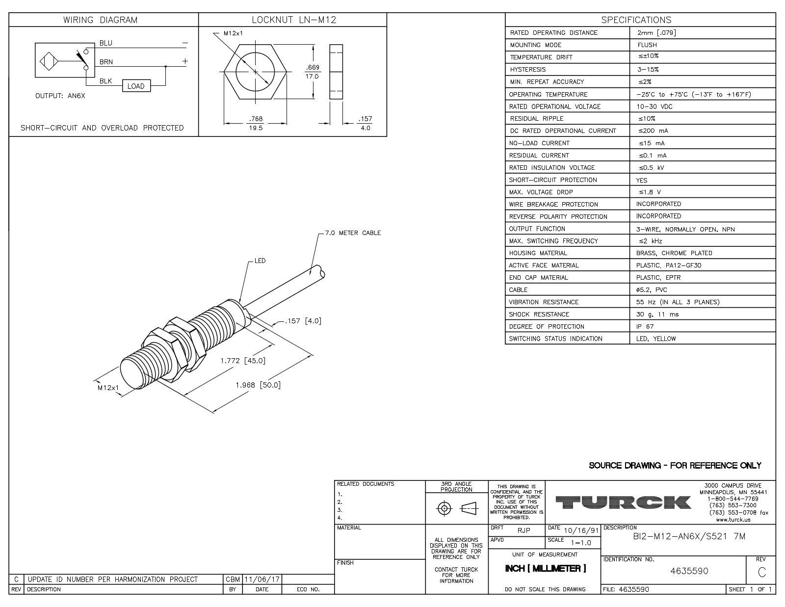 Turck BI2-M12-AN6X/S5217M Data Sheet