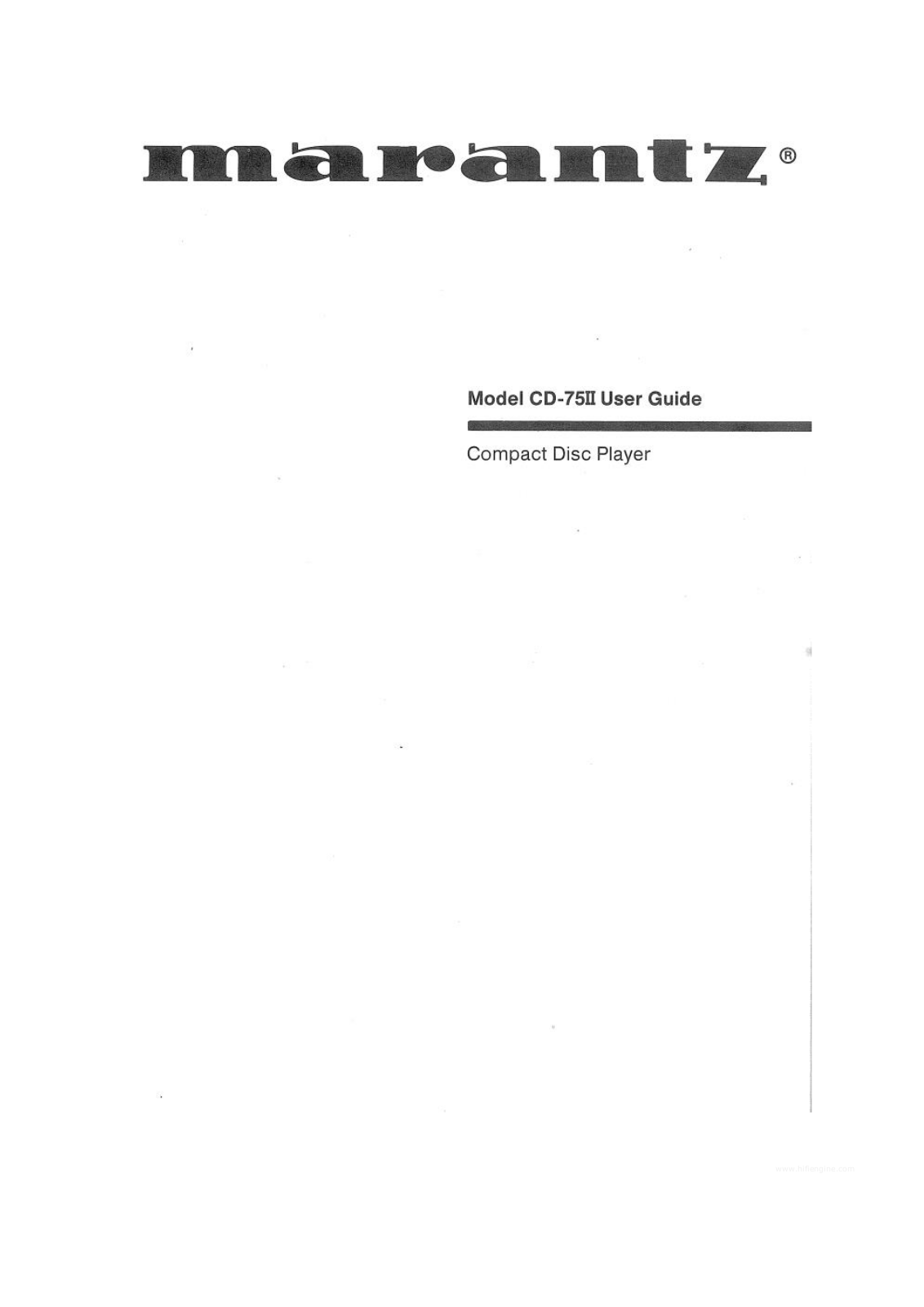 Marantz CD-75II User Manual