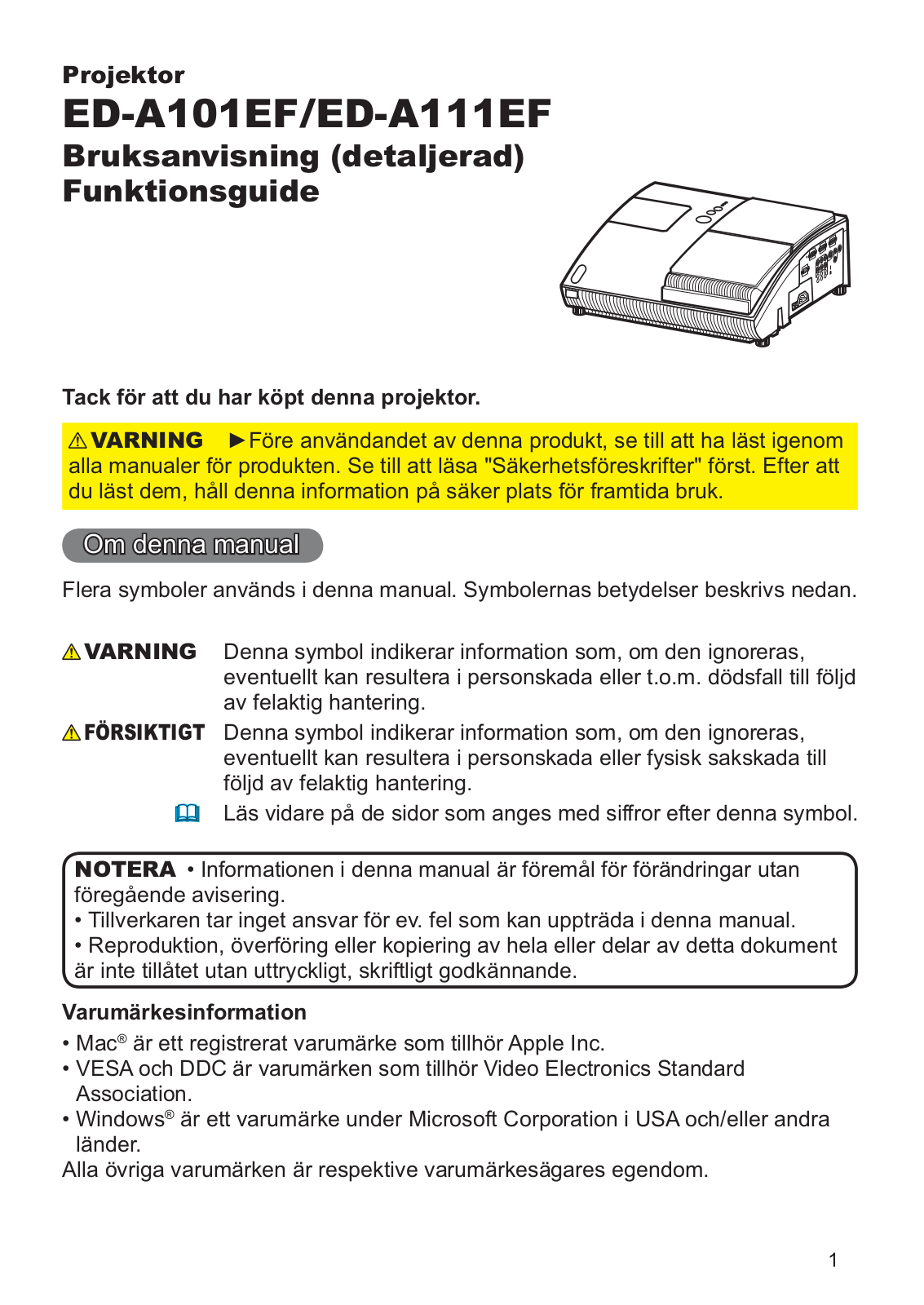 Hitachi ED-A111, ED-A101 User Manual