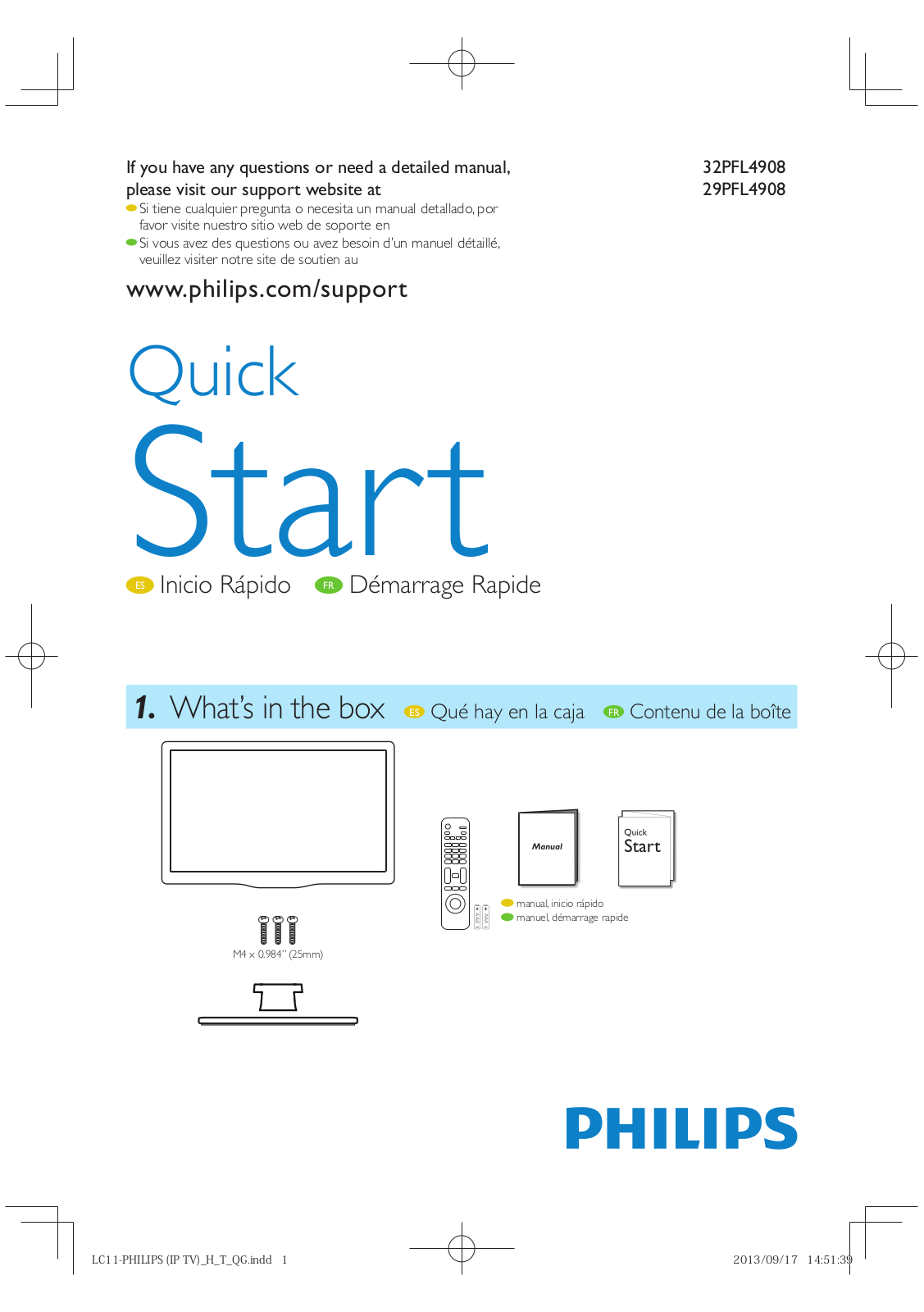 Philips 32PFL4908/F7, 29PFL4908/F7 Quick Start Guide