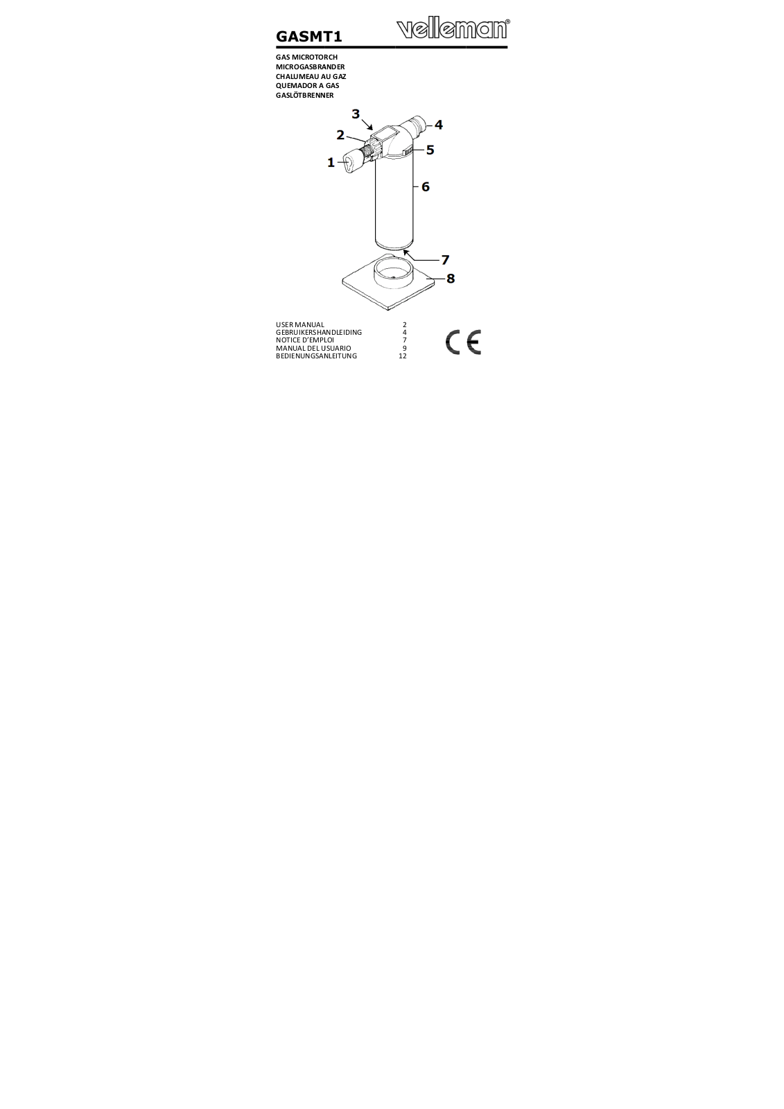 Velleman GASMT1 User Manual