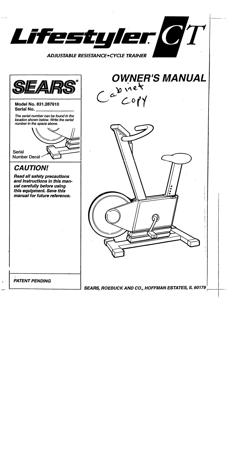 Lifestyler 831.287610 Owner's Manual