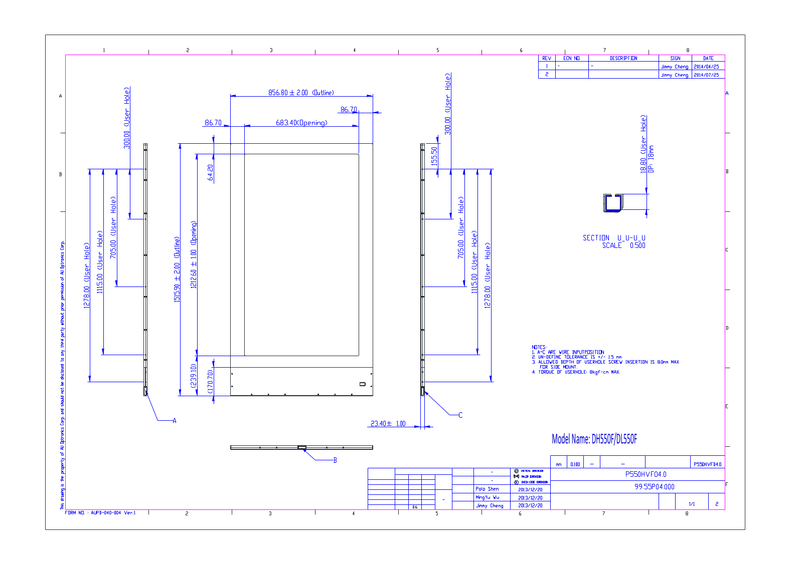 Benq DH550F, DL550F CAD