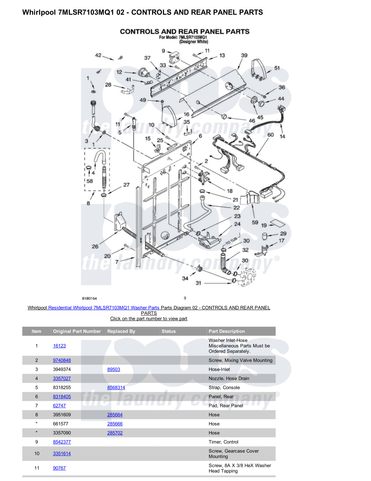 Whirlpool 7MLSR7103MQ1 Parts Diagram