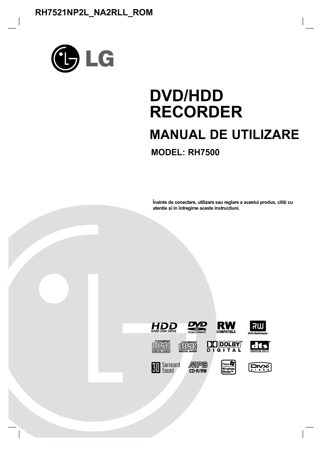 Lg RH7500 User Manual