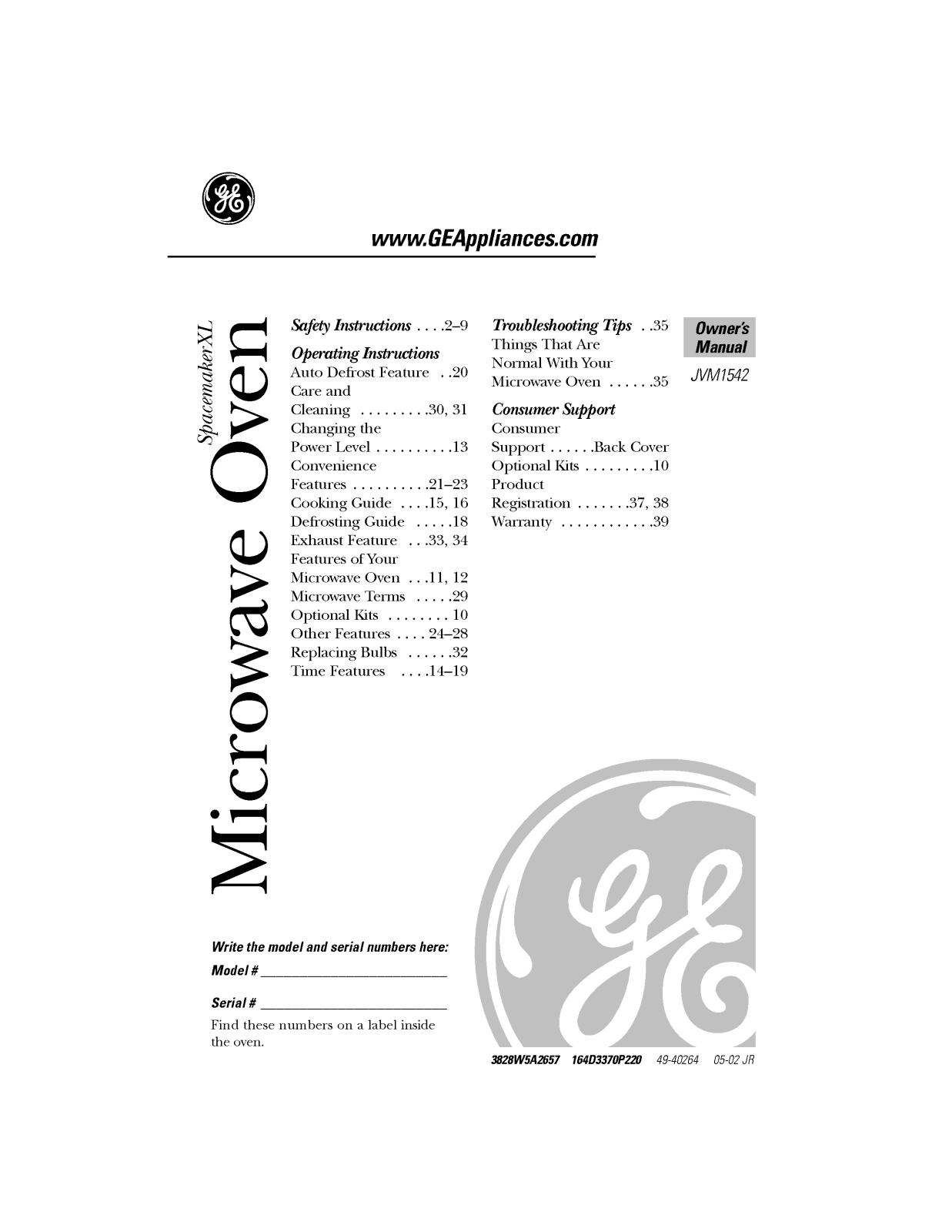 LG JVM1542BF-02, JVM1542WF-01, JVM1542WF-02, JVM1542BF-01 User Manual