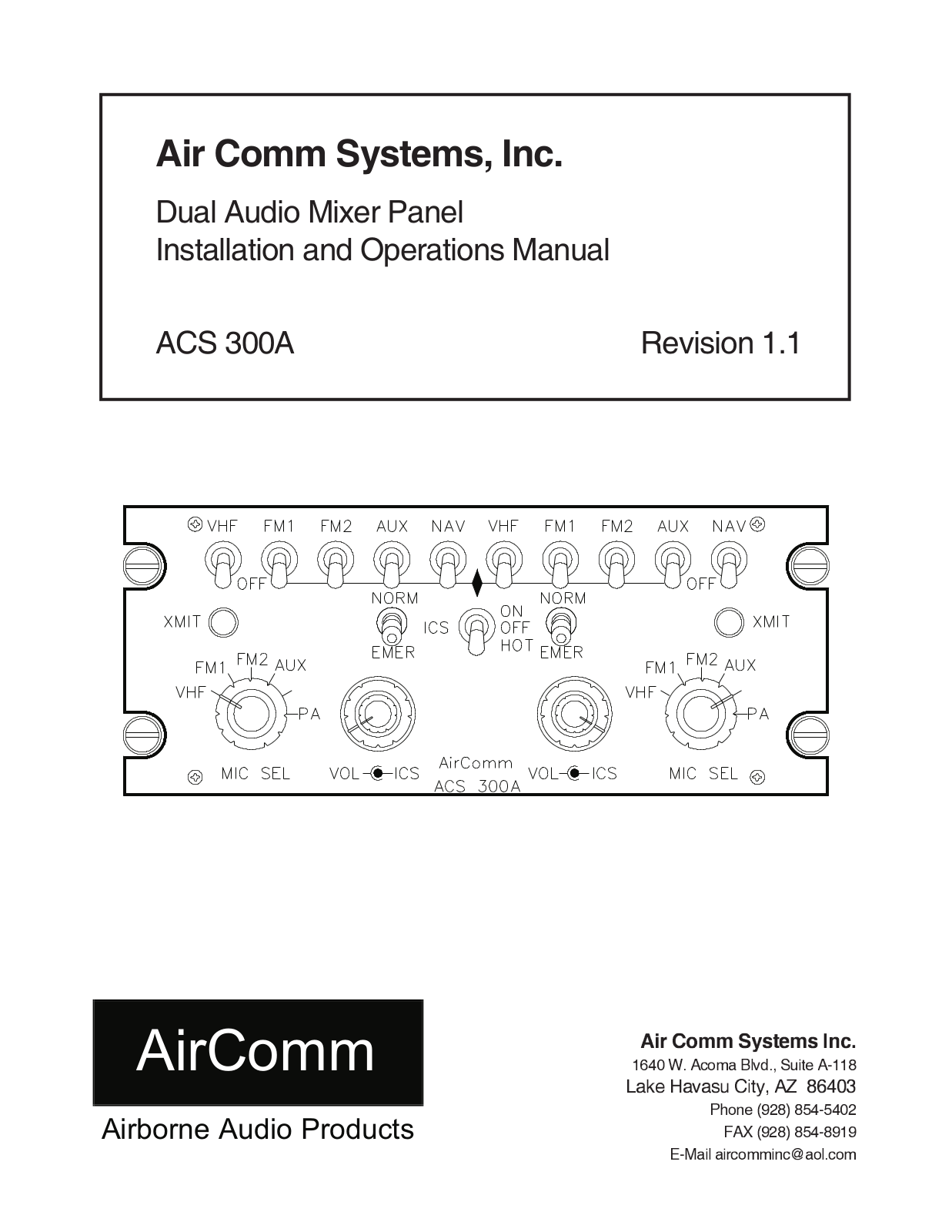 Air Comm Systems ACS 300A Installation and Operations Manual